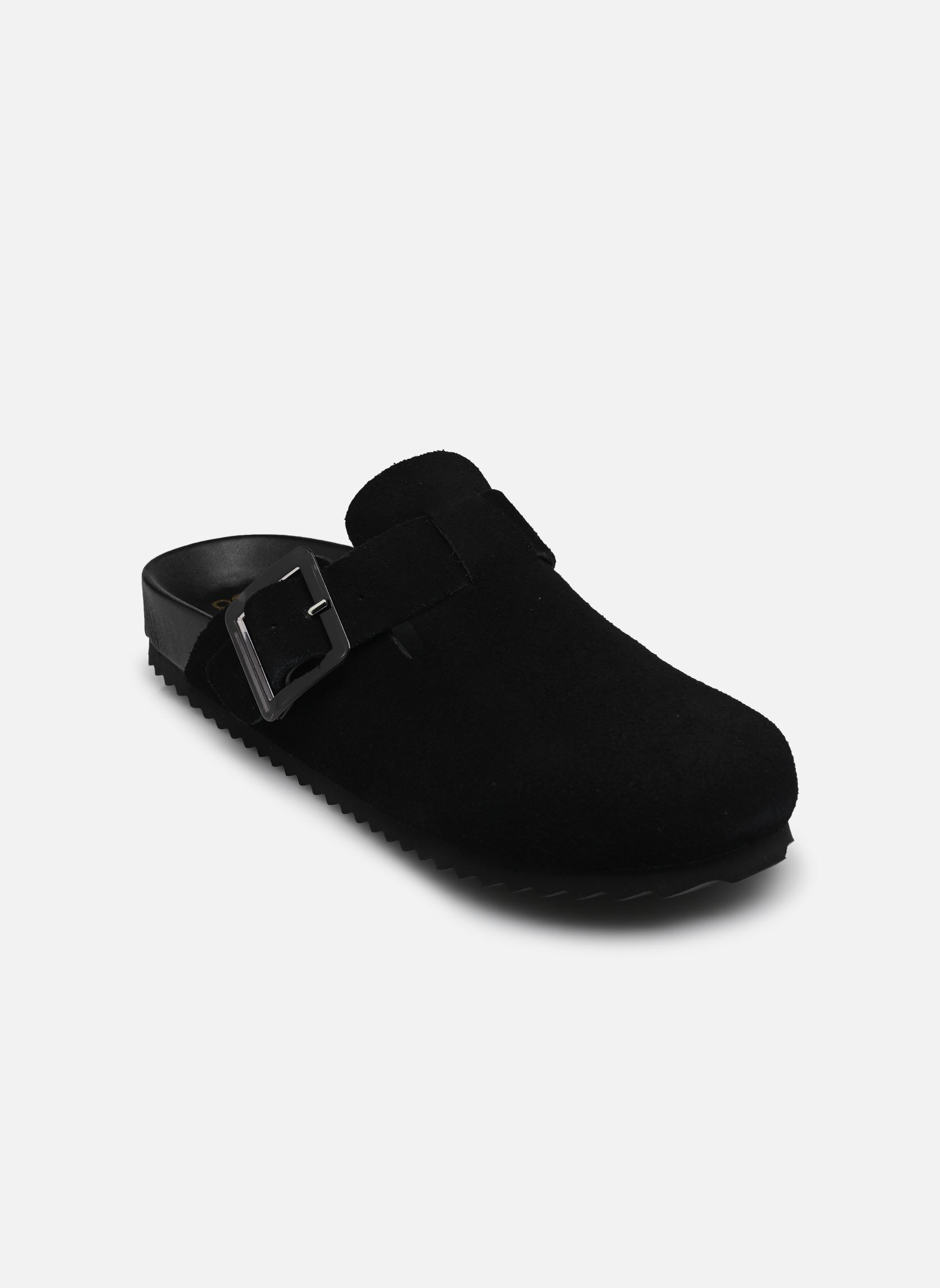 Mules et sabots Cow suede bio sabot with buckles femme noir Colors of California Mules et sabots Cow suede bio sabot with buckles femme noir BLA