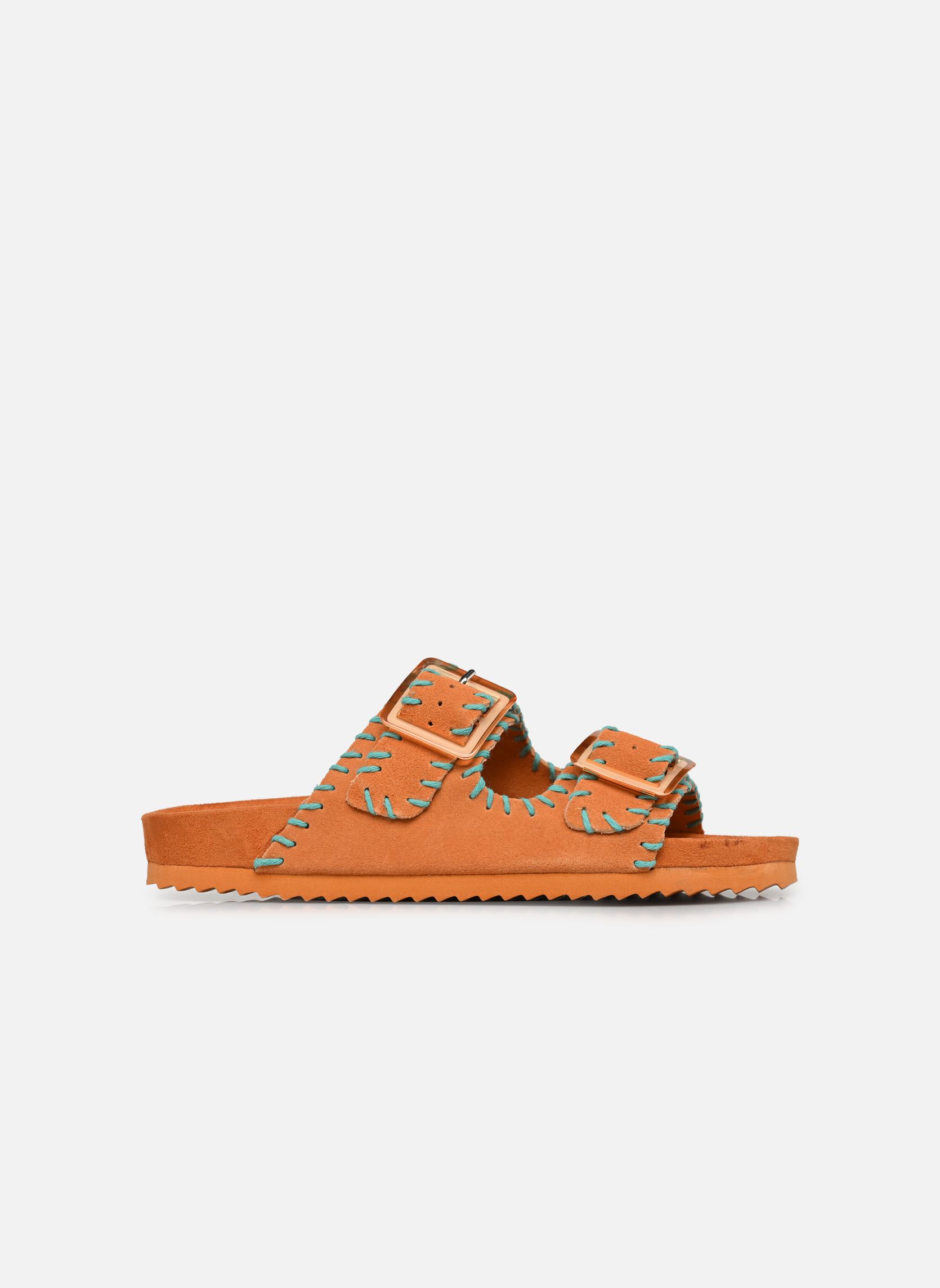 Muilen en klompen Cow suede bio with stitching dames oranje Colors of California Muilen en klompen Cow suede bio with stitching dames oranje CORA