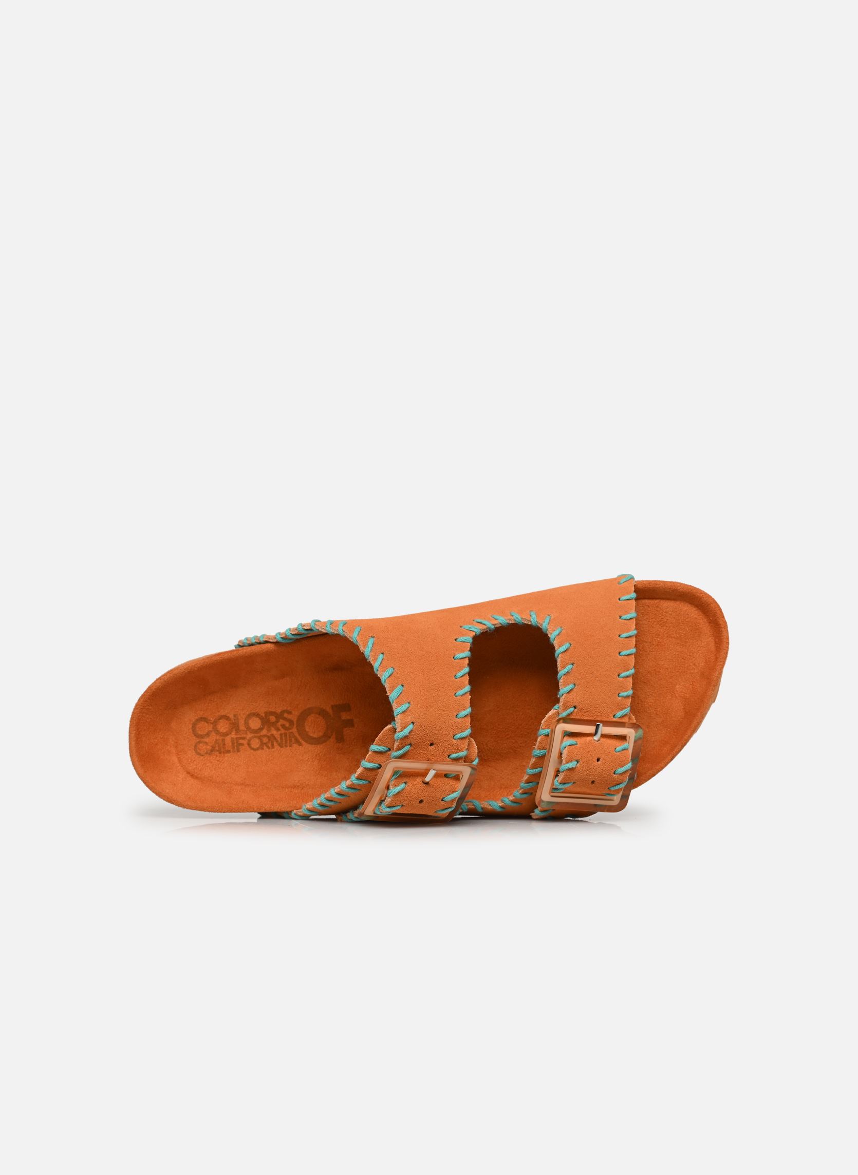 Muilen en klompen Cow suede bio with stitching dames oranje Colors of California Muilen en klompen Cow suede bio with stitching dames oranje CORA