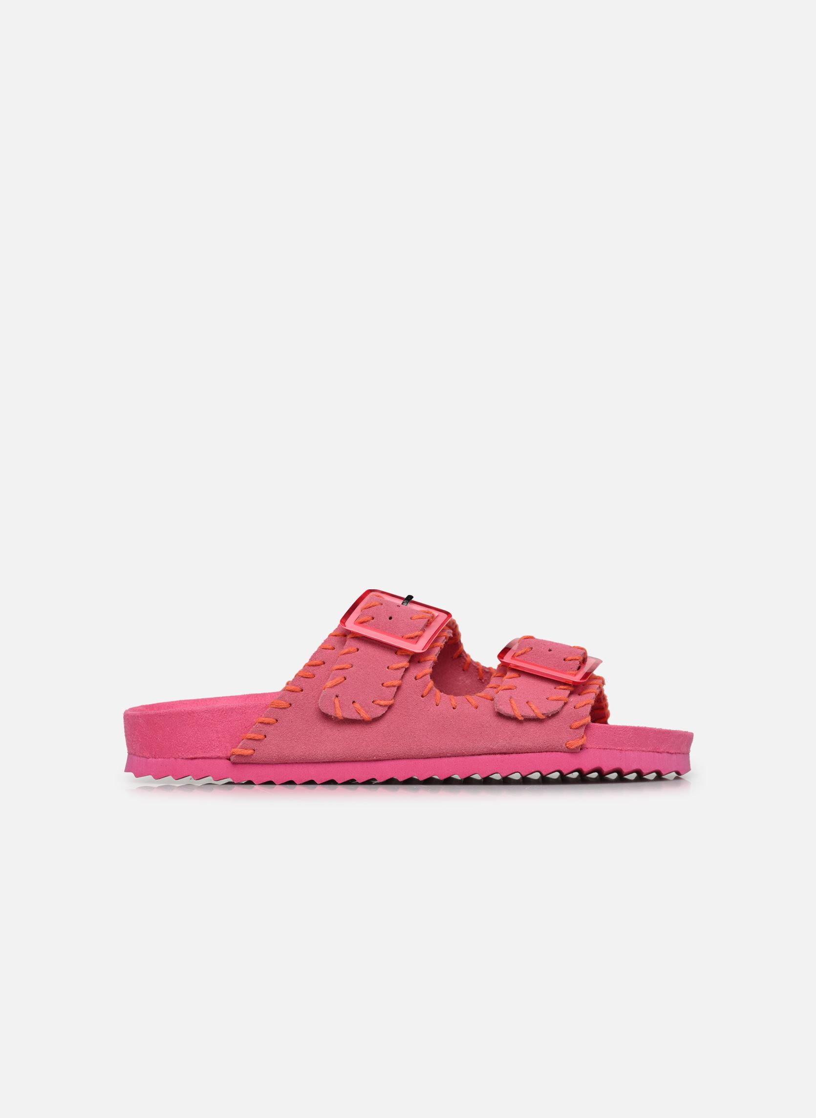 Pantoletten und Clogs Cow suede bio with stitching damen rosa Colors of California Pantoletten und Clogs Cow suede bio with stitching damen rosa BUB