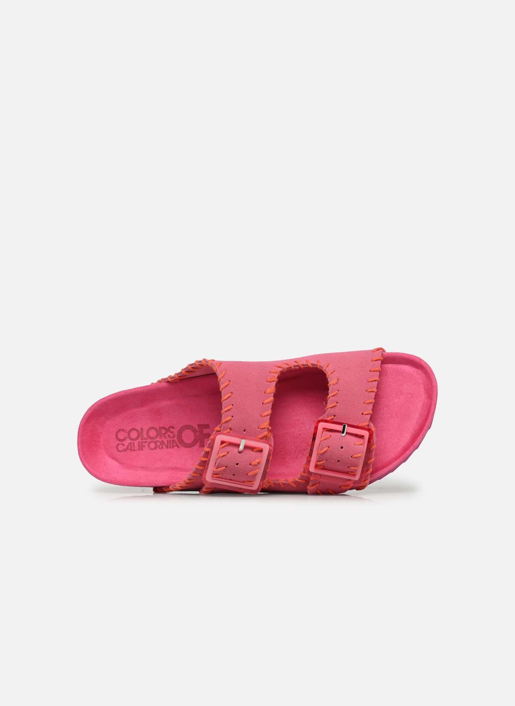 Pantoletten und Clogs Cow suede bio with stitching damen rosa Colors of California Pantoletten und Clogs Cow suede bio with stitching damen rosa BUB