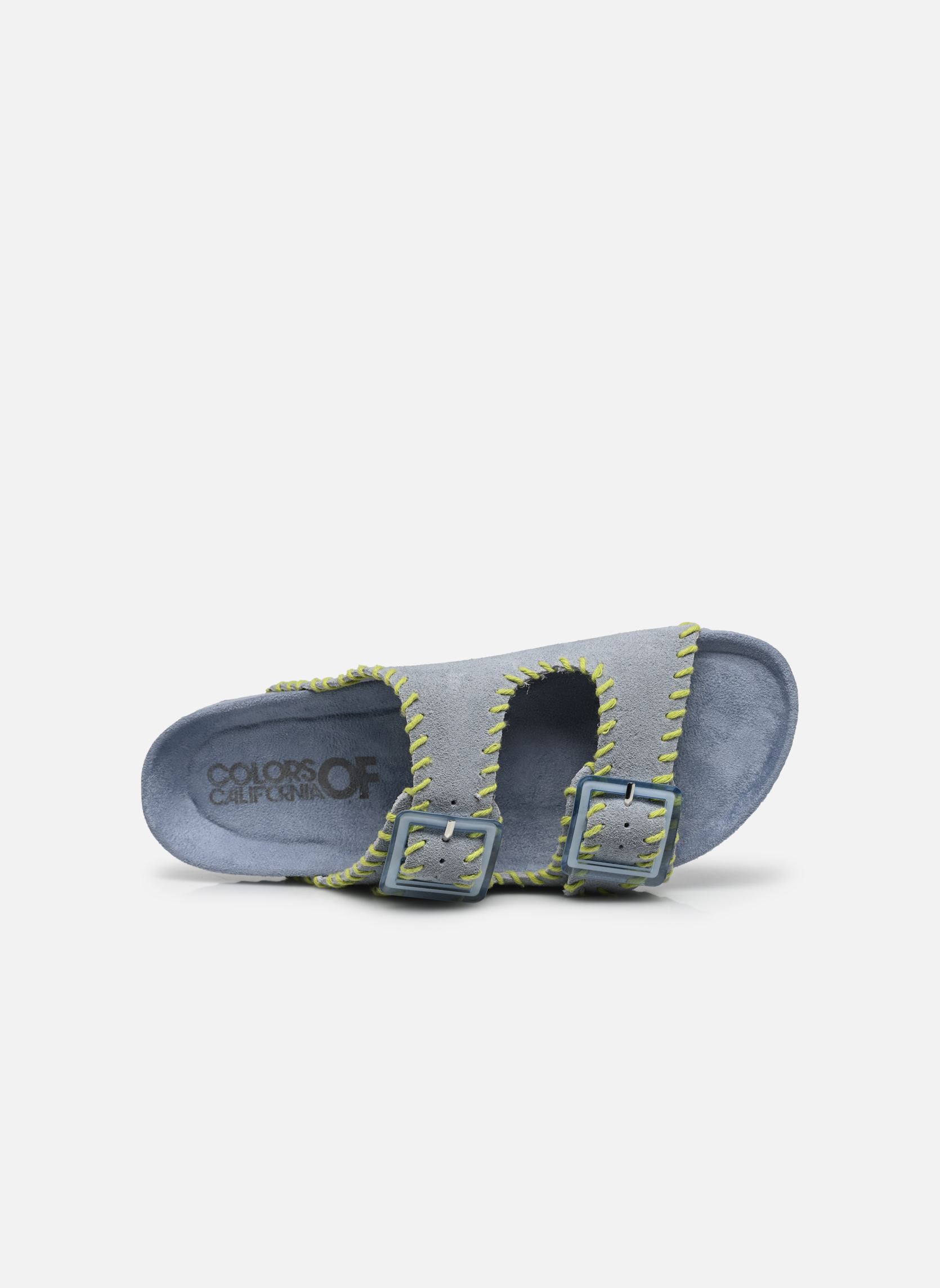 Mules et sabots Cow suede bio with stitching femme bleu Colors of California Mules et sabots Cow suede bio with stitching femme bleu DEN