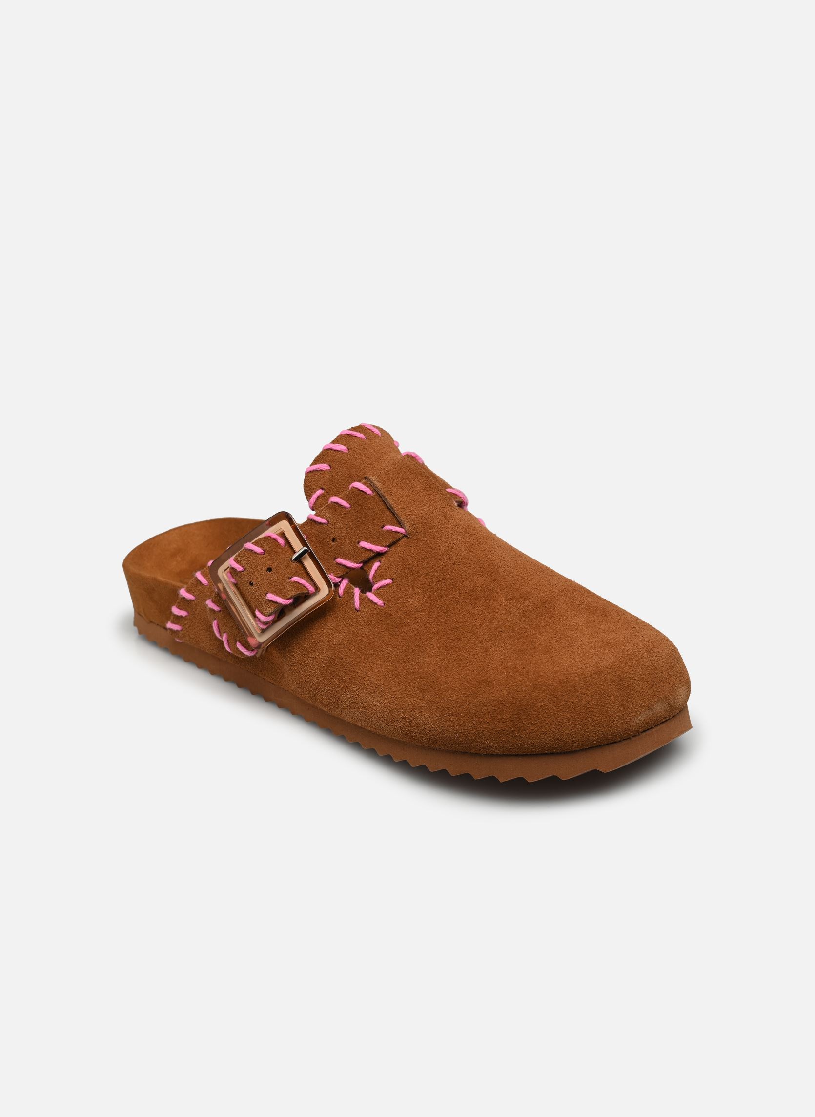 Ciabattine e Sabots Leather sabot with stitchings donna marrone Colors of California Ciabattine e Sabots Leather sabot with stitchings donna marrone TAN