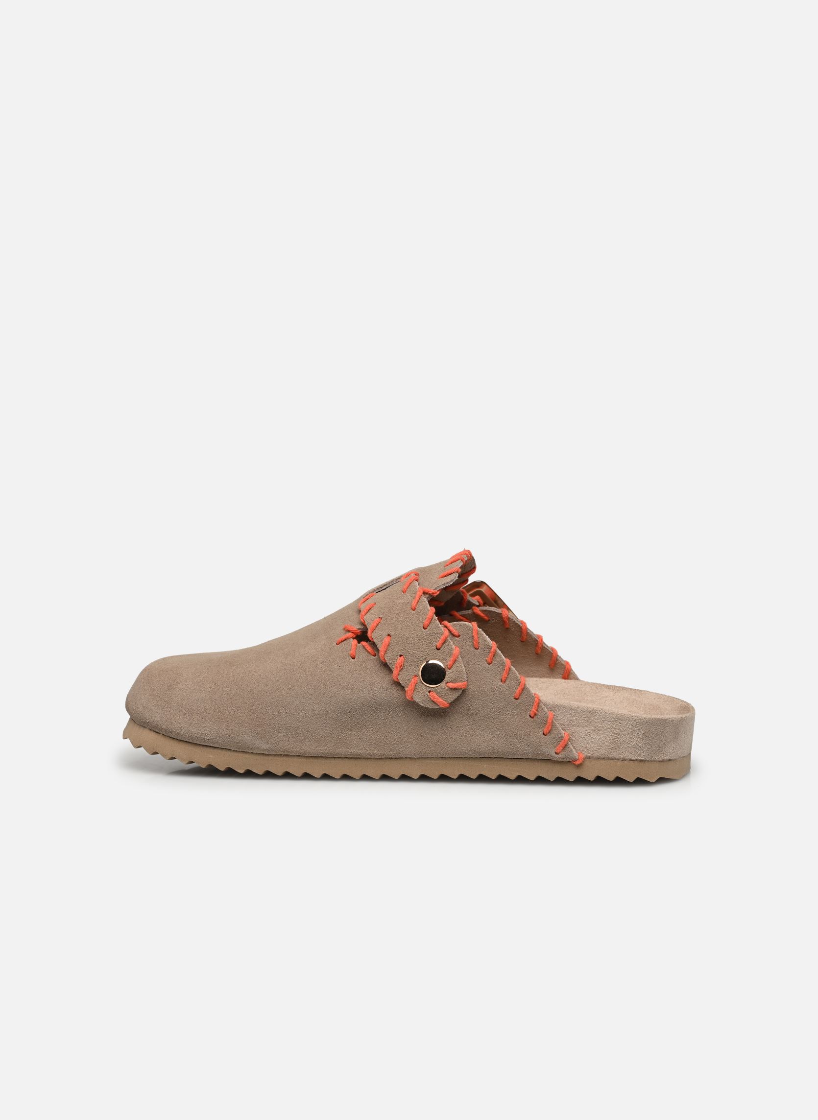 Muilen en klompen Leather sabot with stitchings dames beige Colors of California Muilen en klompen Leather sabot with stitchings dames beige MUD