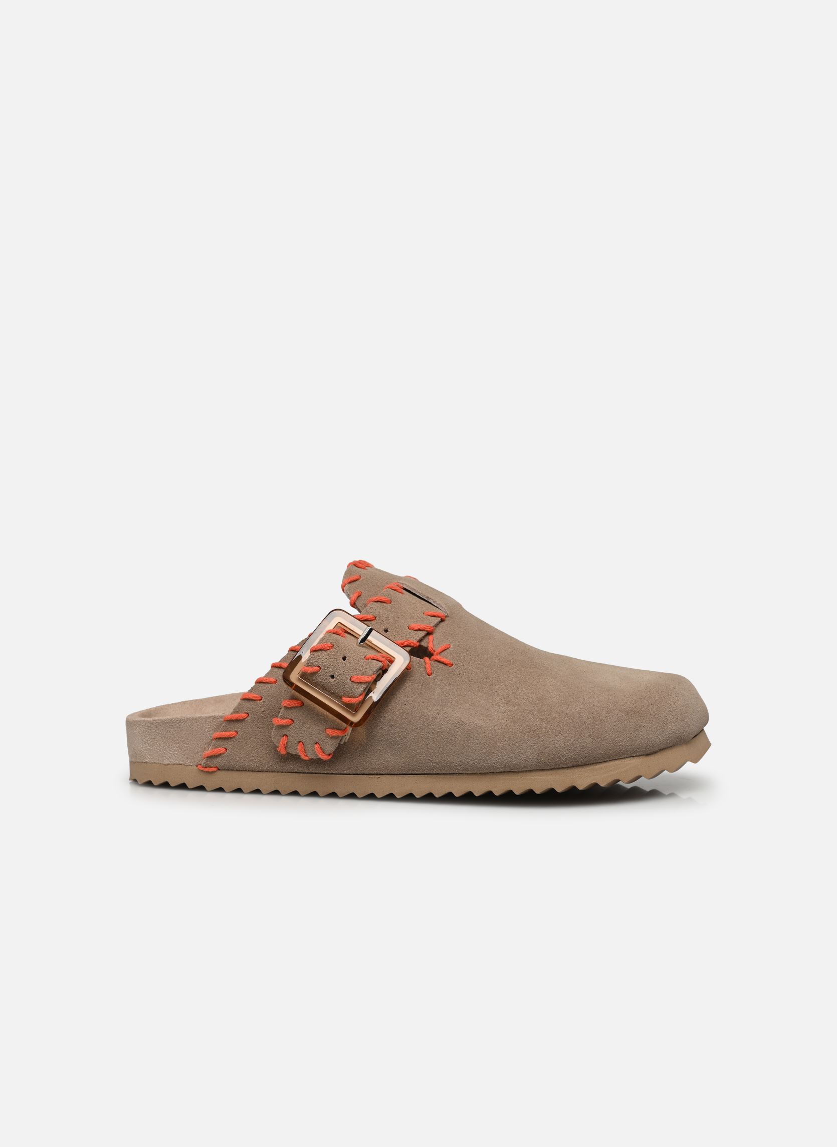 Muilen en klompen Leather sabot with stitchings dames beige Colors of California Muilen en klompen Leather sabot with stitchings dames beige MUD