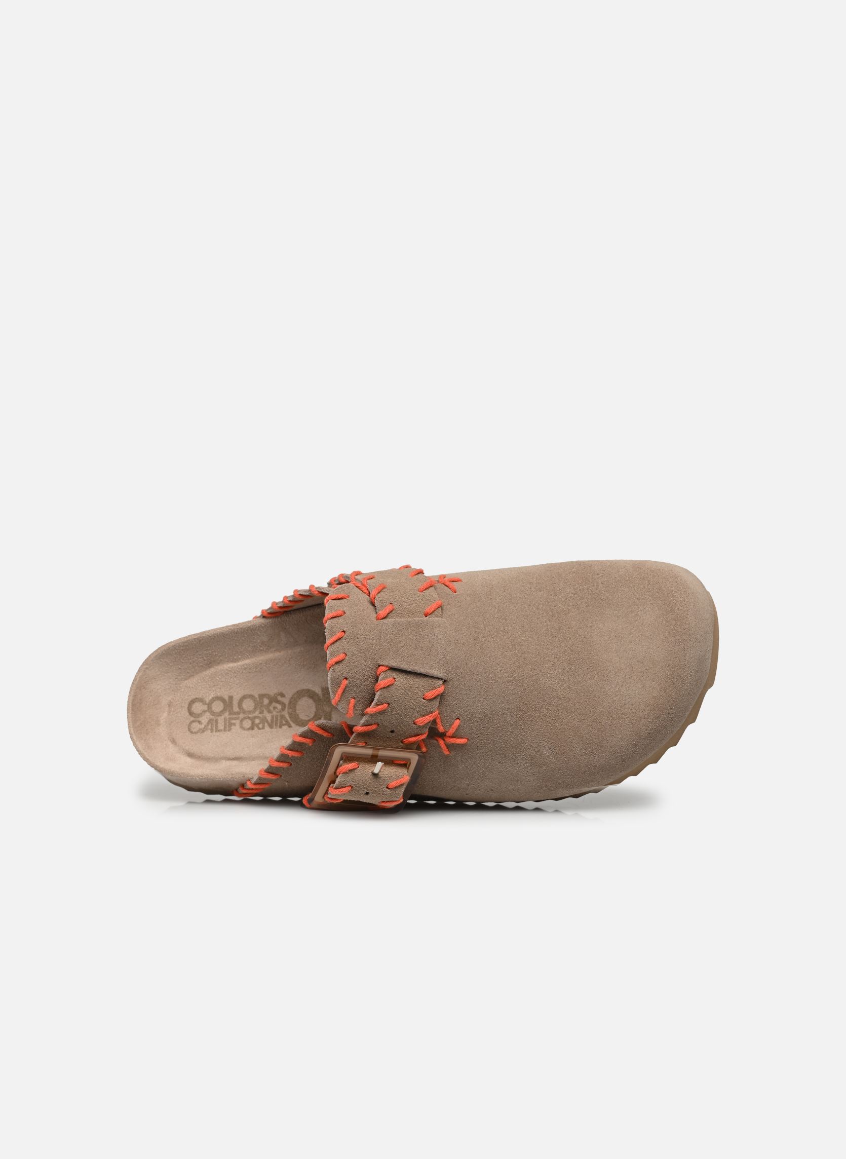 Muilen en klompen Leather sabot with stitchings dames beige Colors of California Muilen en klompen Leather sabot with stitchings dames beige MUD
