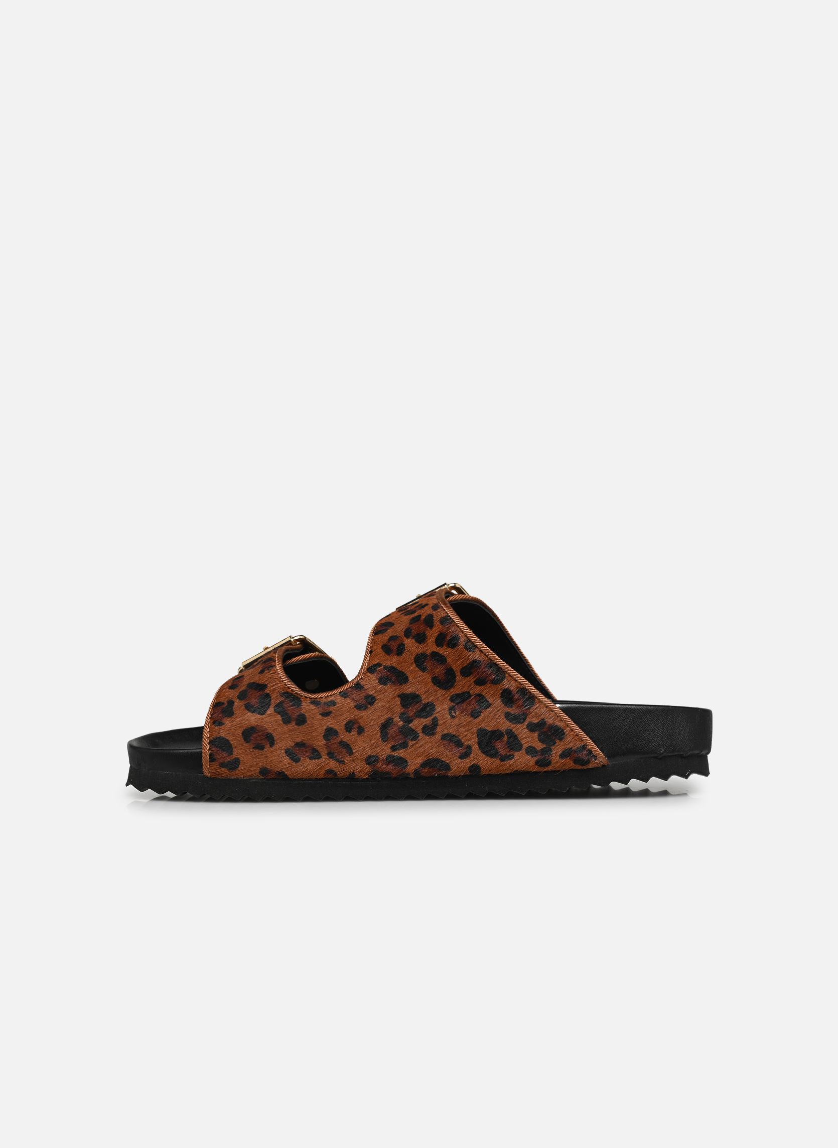 Mules et sabots Two buckles sandal pony hair femme marron Colors of California Mules et sabots Two buckles sandal pony hair femme marron LEO