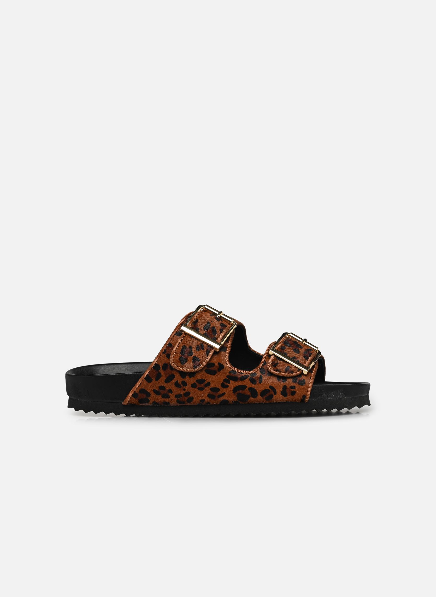 Mules et sabots Two buckles sandal pony hair femme marron Colors of California Mules et sabots Two buckles sandal pony hair femme marron LEO