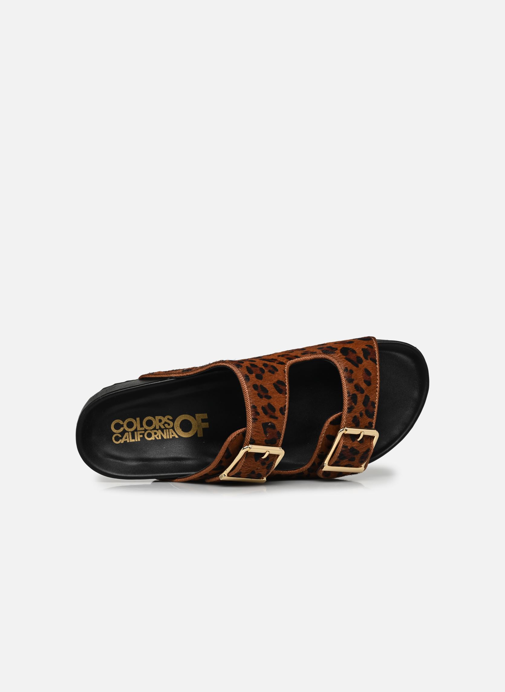 Mules et sabots Two buckles sandal pony hair femme marron Colors of California Mules et sabots Two buckles sandal pony hair femme marron LEO