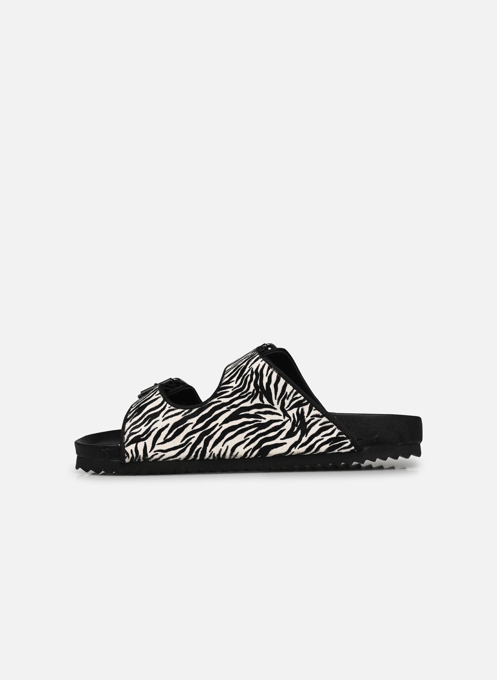 Pantoletten und Clogs Two buckles sandal pony hair damen weiß Colors of California Pantoletten und Clogs Two buckles sandal pony hair damen weiß ZEB