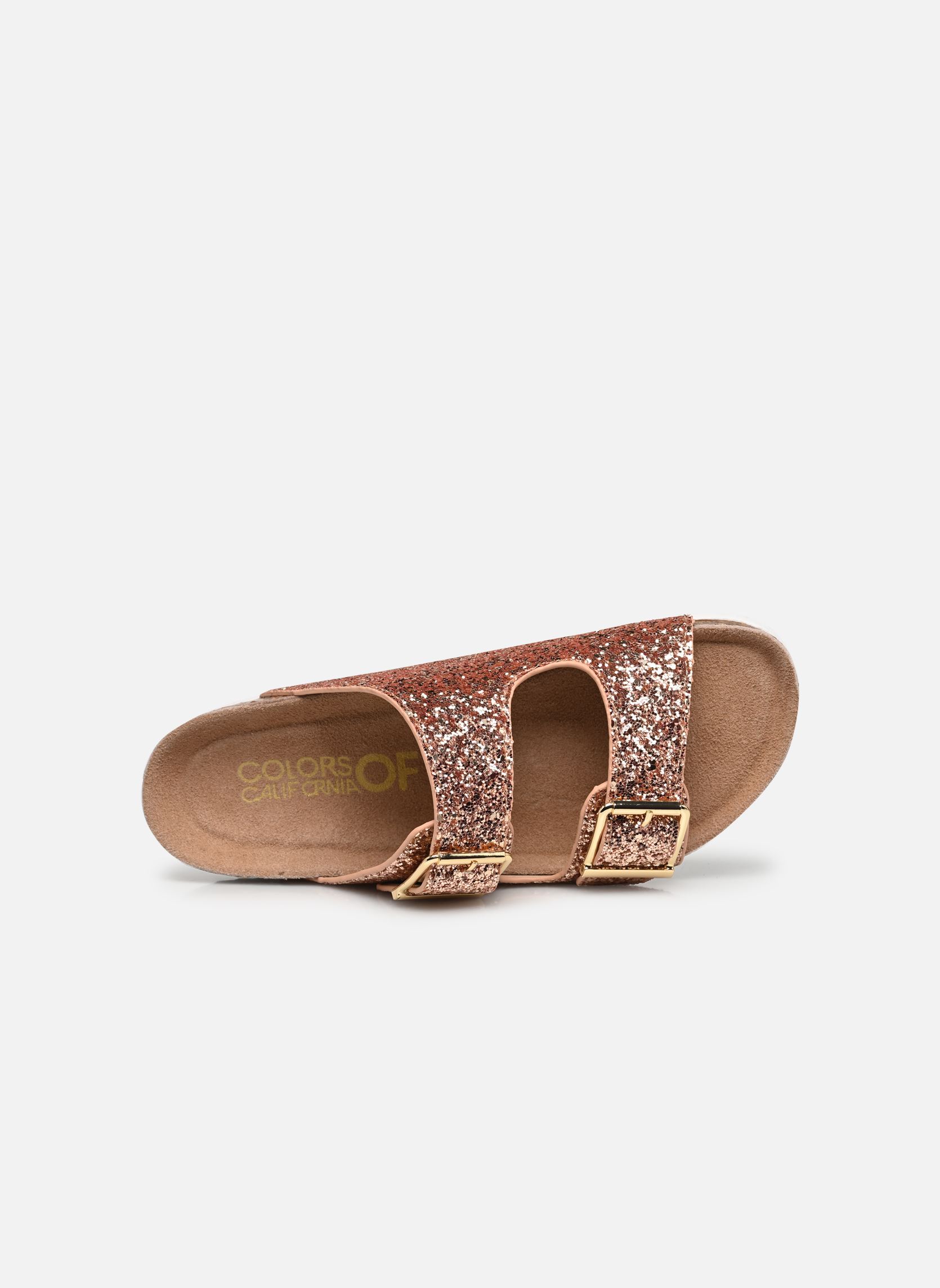 Muilen en klompen Bio glitter metal buckles dames roze Colors of California Muilen en klompen Bio glitter metal buckles dames roze PKGOL