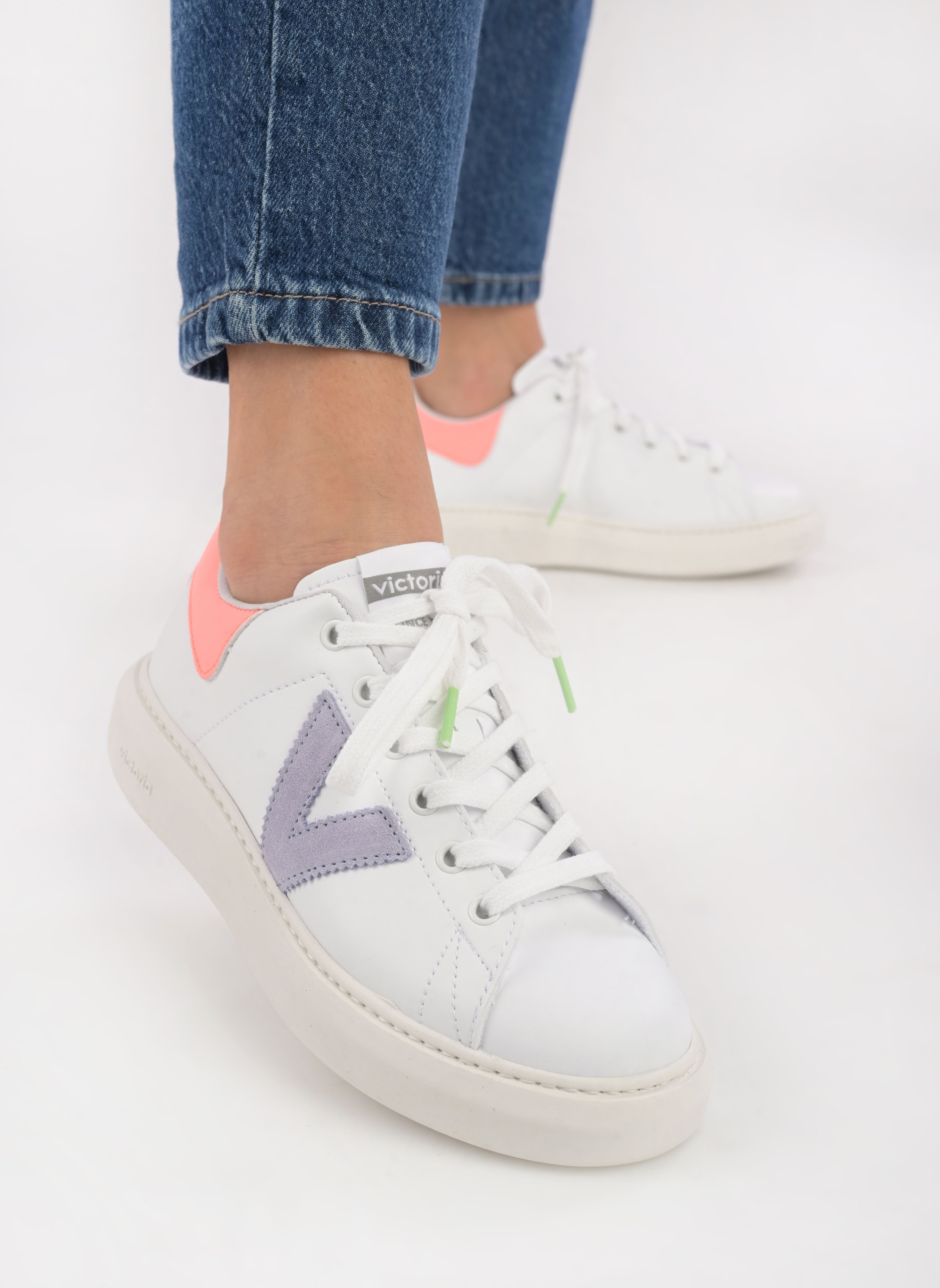 Sneaker MILAN EFECTO PIEL & NEON damen weiß Victoria Sneaker MILAN EFECTO PIEL & NEON damen weiß Coral