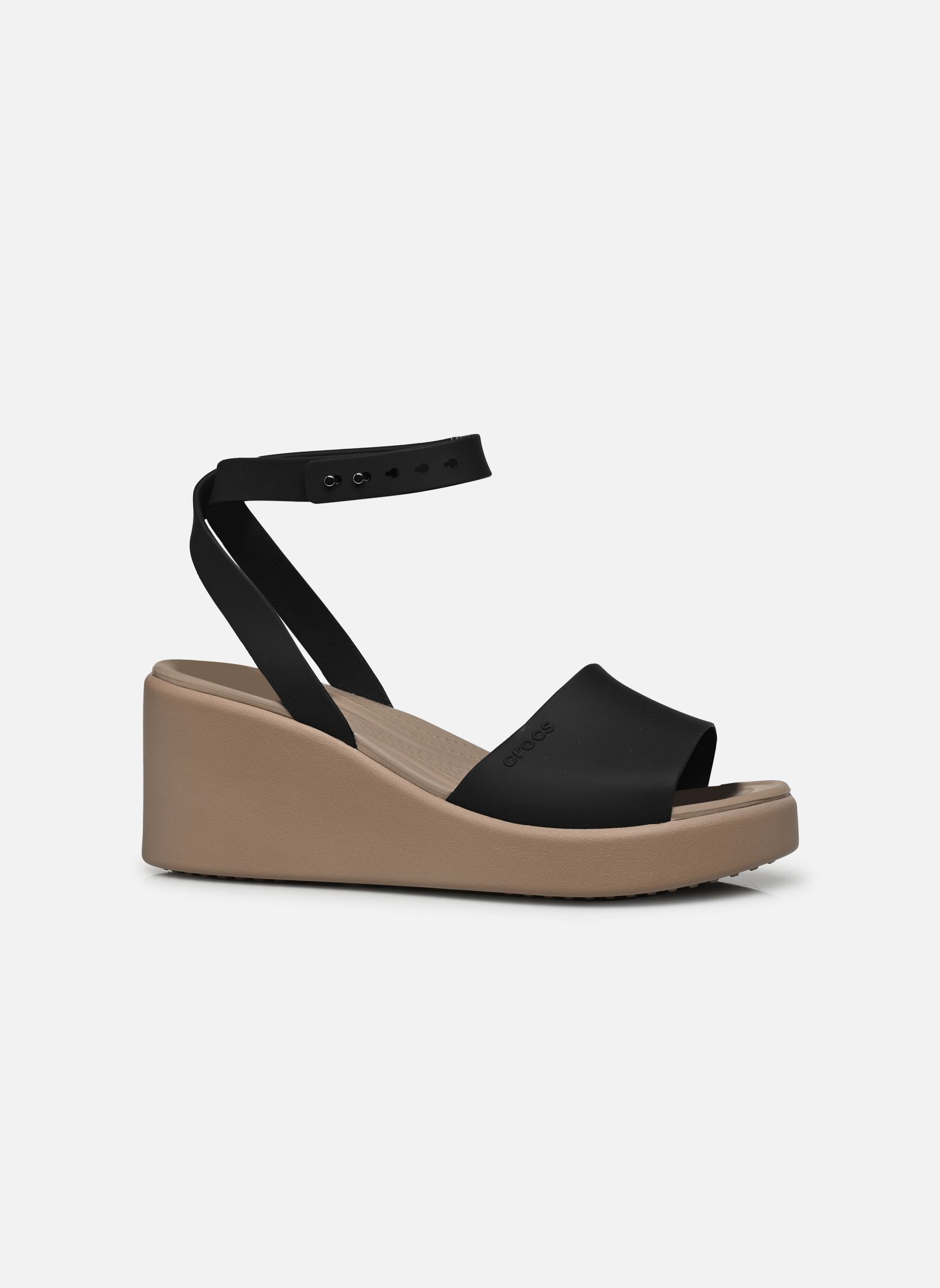 Sandales compensées et plateformes Brooklyn Ankle Strap Wedge femme noir Crocs Sandales compensées et plateformes Brooklyn Ankle Strap Wedge femme noir Black/Mushroom