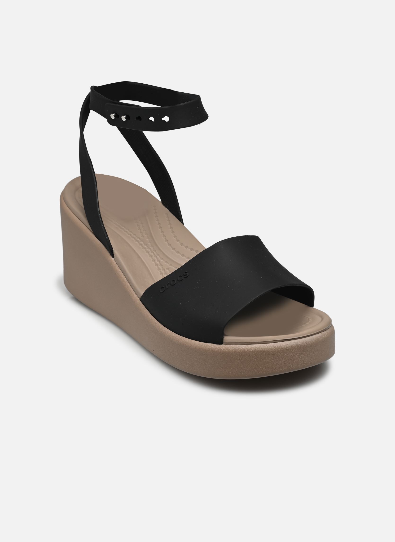 Sandales compensées et plateformes Brooklyn Ankle Strap Wedge femme noir Crocs Sandales compensées et plateformes Brooklyn Ankle Strap Wedge femme noir Black/Mushroom