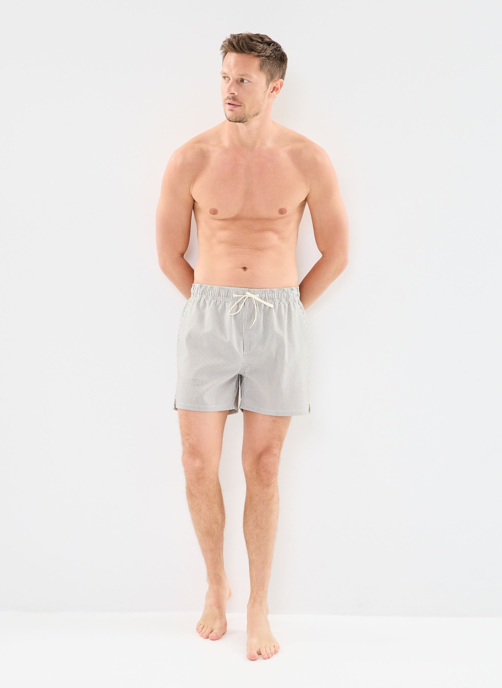 Zwemshorts Slhcooper Seersucker Swimshorts heren groen Selected Homme Zwemshorts Slhcooper Seersucker Swimshorts heren groen BURNT OLIVE