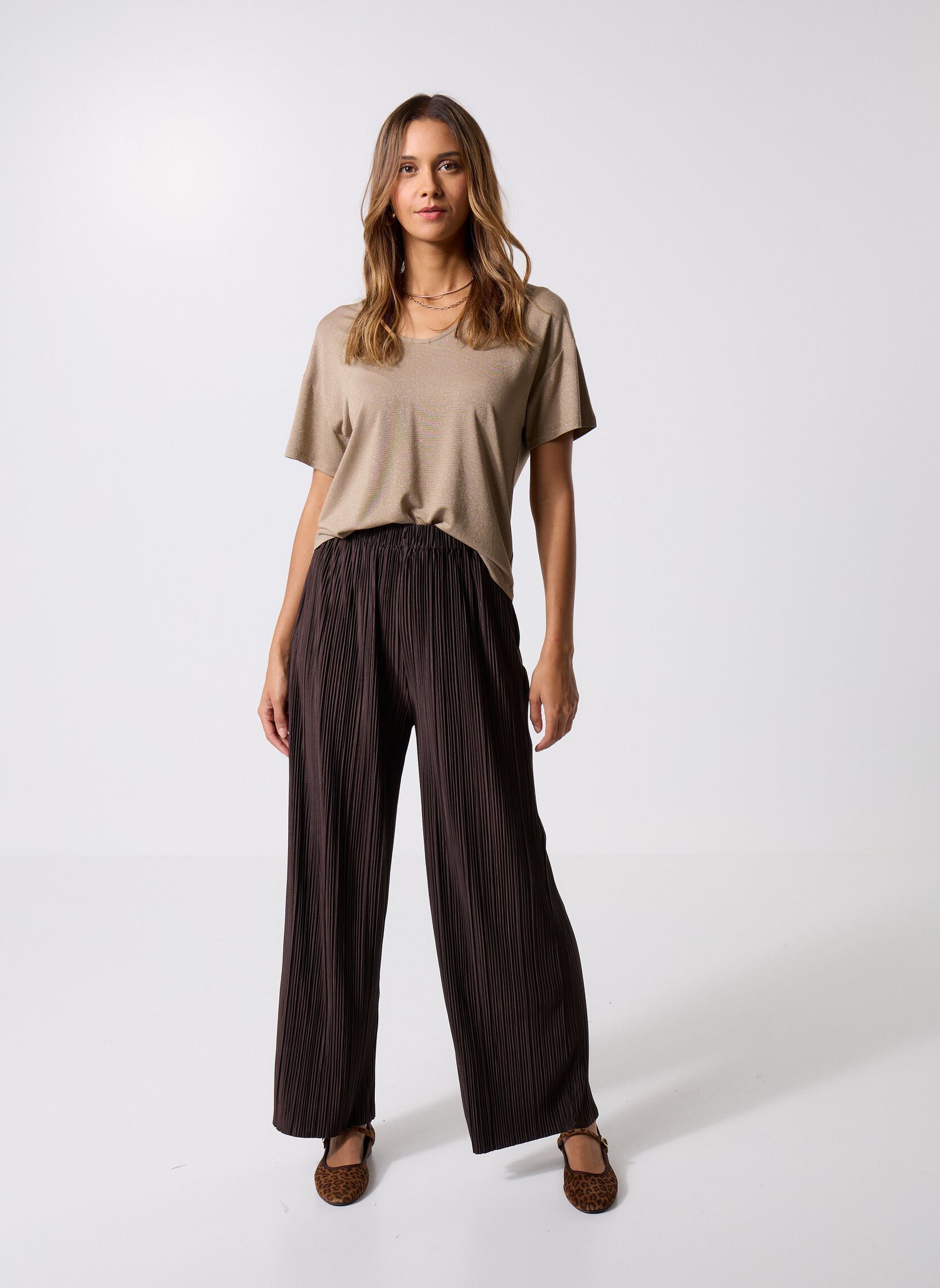 Tee-shirts manches courtes Pcbillo Oversized Tee Lurex Stripes Noos femme beige Pieces Tee-shirts manches courtes Pcbillo Oversized Tee Lurex Stripes Noos femme beige GREIGE