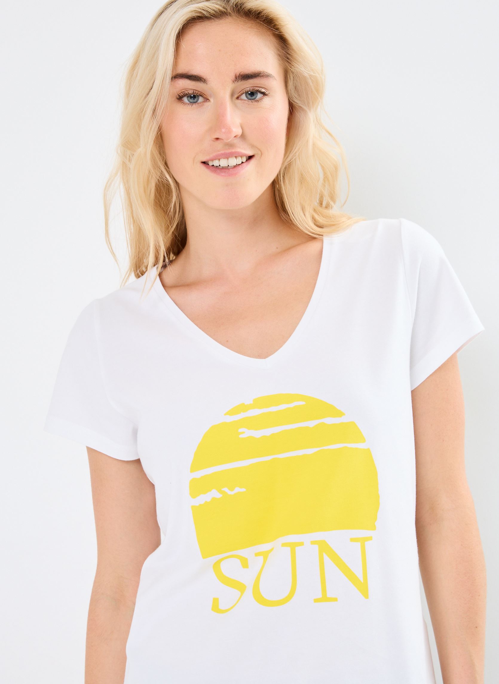 T-shirt a maniche corte Pcmerima Ss T-Shirt Fc Bc donna bianco Pieces T-shirt a maniche corte Pcmerima Ss T-Shirt Fc Bc donna bianco Bright White Sun