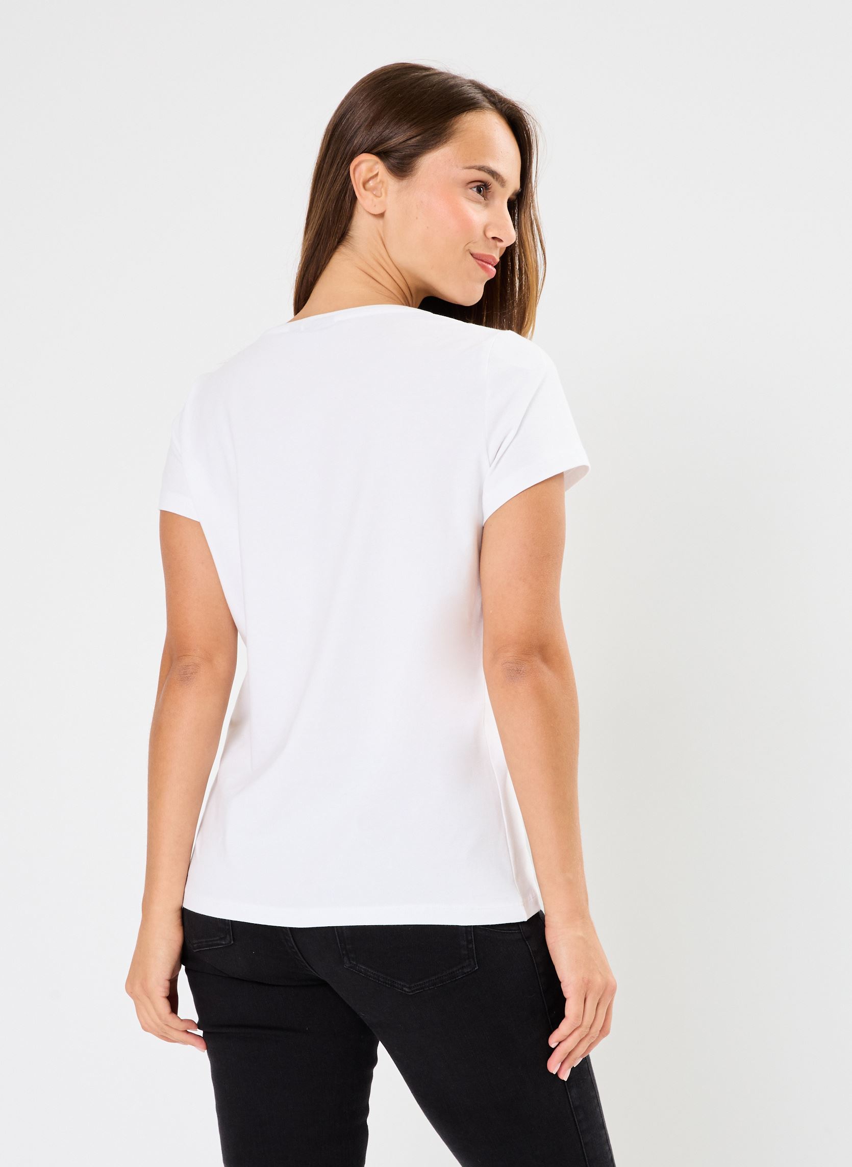 T-shirt a maniche corte Pcmerima Ss T-Shirt Fc Bc donna bianco Pieces T-shirt a maniche corte Pcmerima Ss T-Shirt Fc Bc donna bianco Bright White Gold
