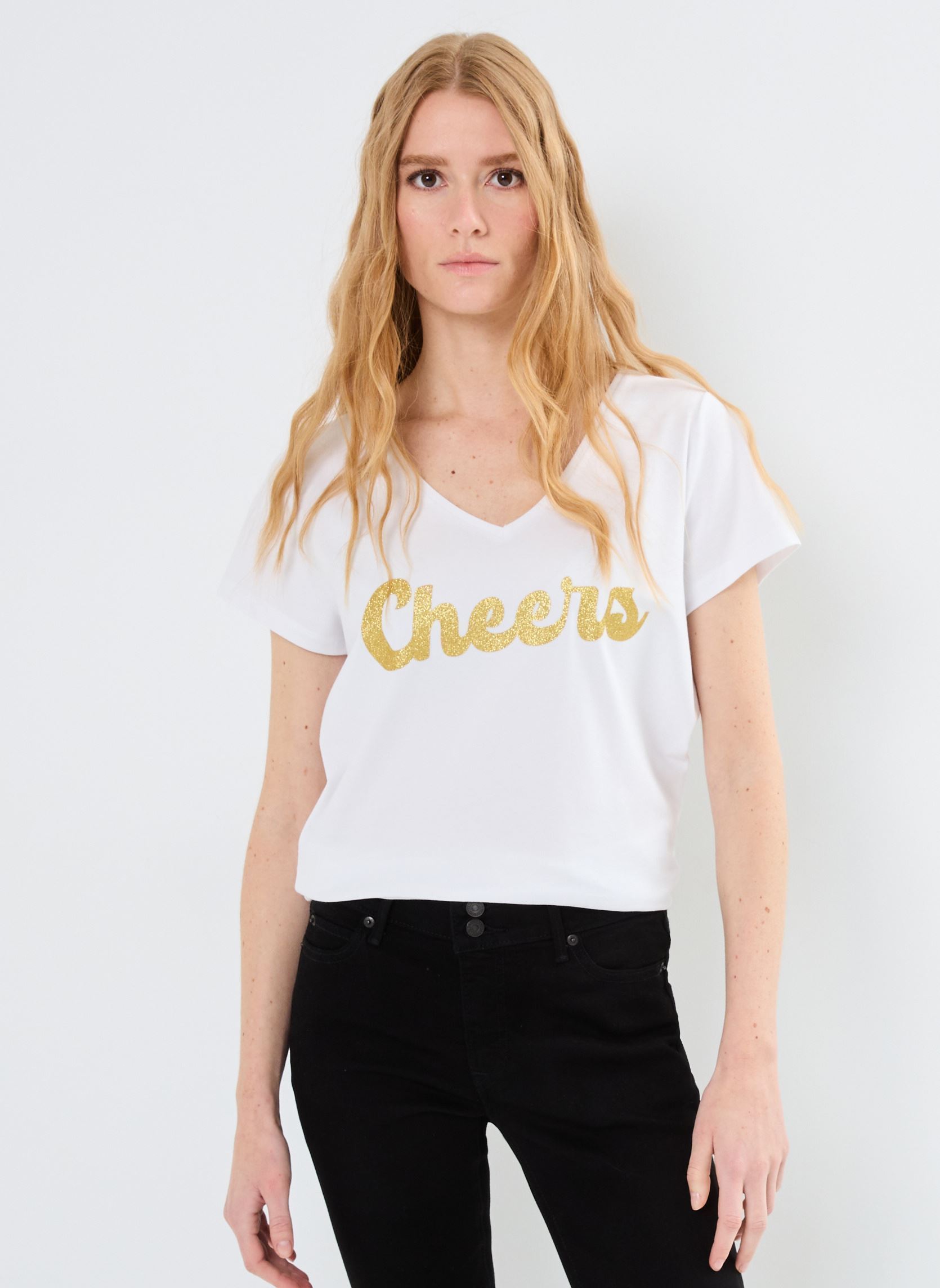 Tee-shirts manches courtes Pcmerima Ss T-Shirt Fc Bc femme noir Pieces Tee-shirts manches courtes Pcmerima Ss T-Shirt Fc Bc femme noir Bright White Cheers