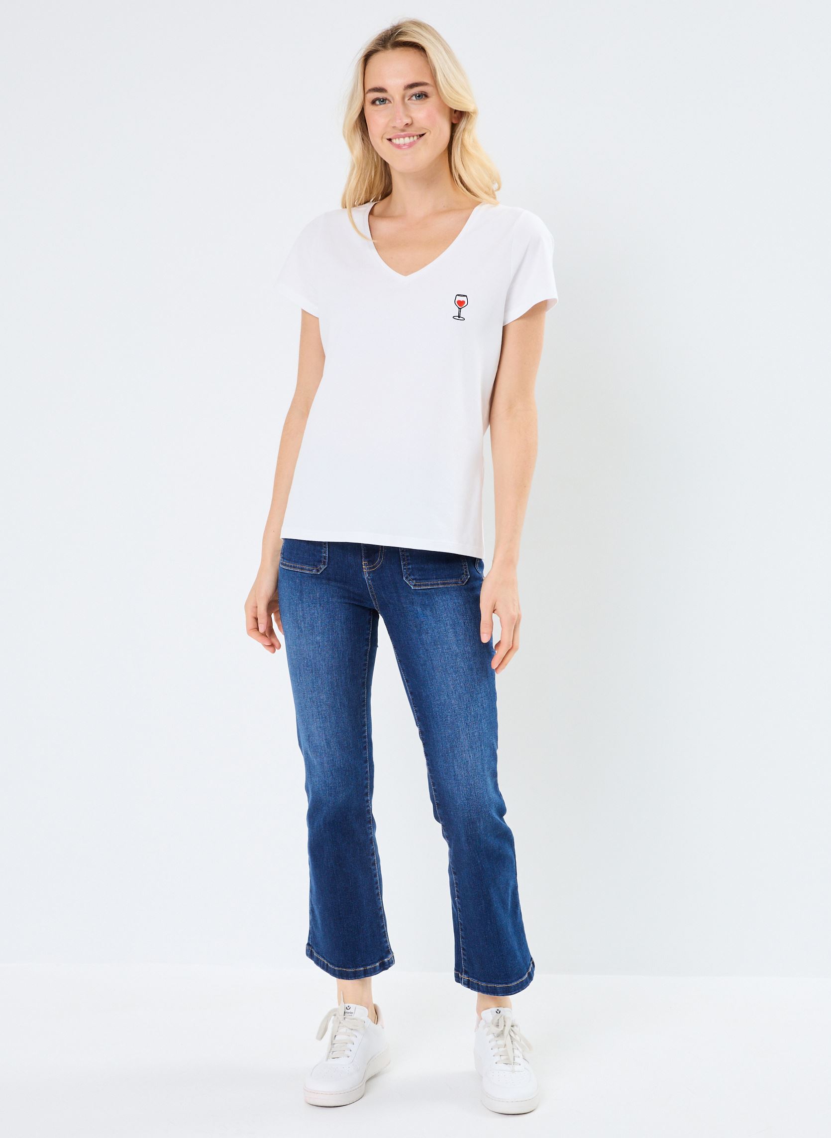 Tee-shirts manches courtes Pcmerima Ss T-Shirt Fc Bc femme blanc Pieces Tee-shirts manches courtes Pcmerima Ss T-Shirt Fc Bc femme blanc Bright White Wine