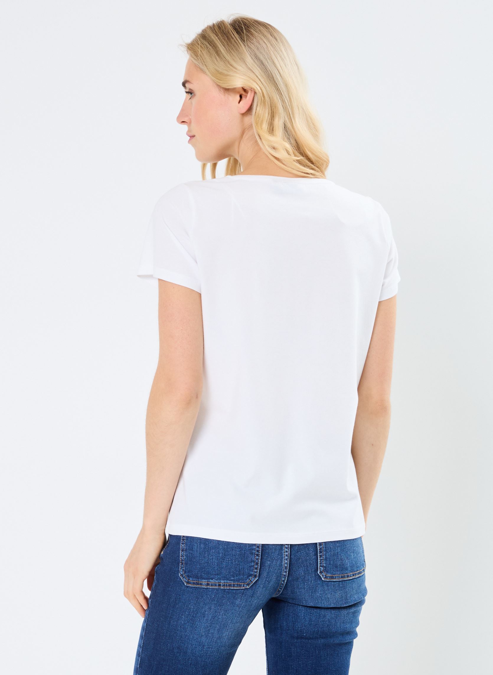 Tee-shirts manches courtes Pcmerima Ss T-Shirt Fc Bc femme blanc Pieces Tee-shirts manches courtes Pcmerima Ss T-Shirt Fc Bc femme blanc Bright White Wine
