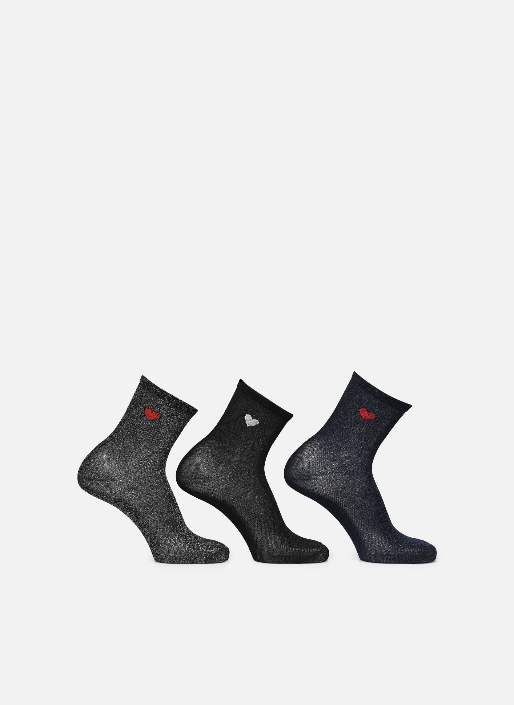 Chaussettes Pcnolia Lurex Socks 3-Pack Kac Fc femme noir Pieces Chaussettes Pcnolia Lurex Socks 3-Pack Kac Fc femme noir Black Silver