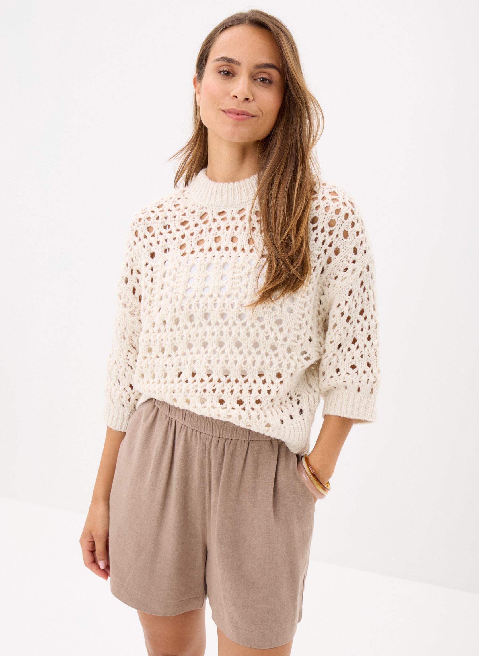 Pullover Pcmasha 3/4 O-Neck Knit Bc damen weiß Pieces Pullover Pcmasha 3/4 O-Neck Knit Bc damen weiß Birch
