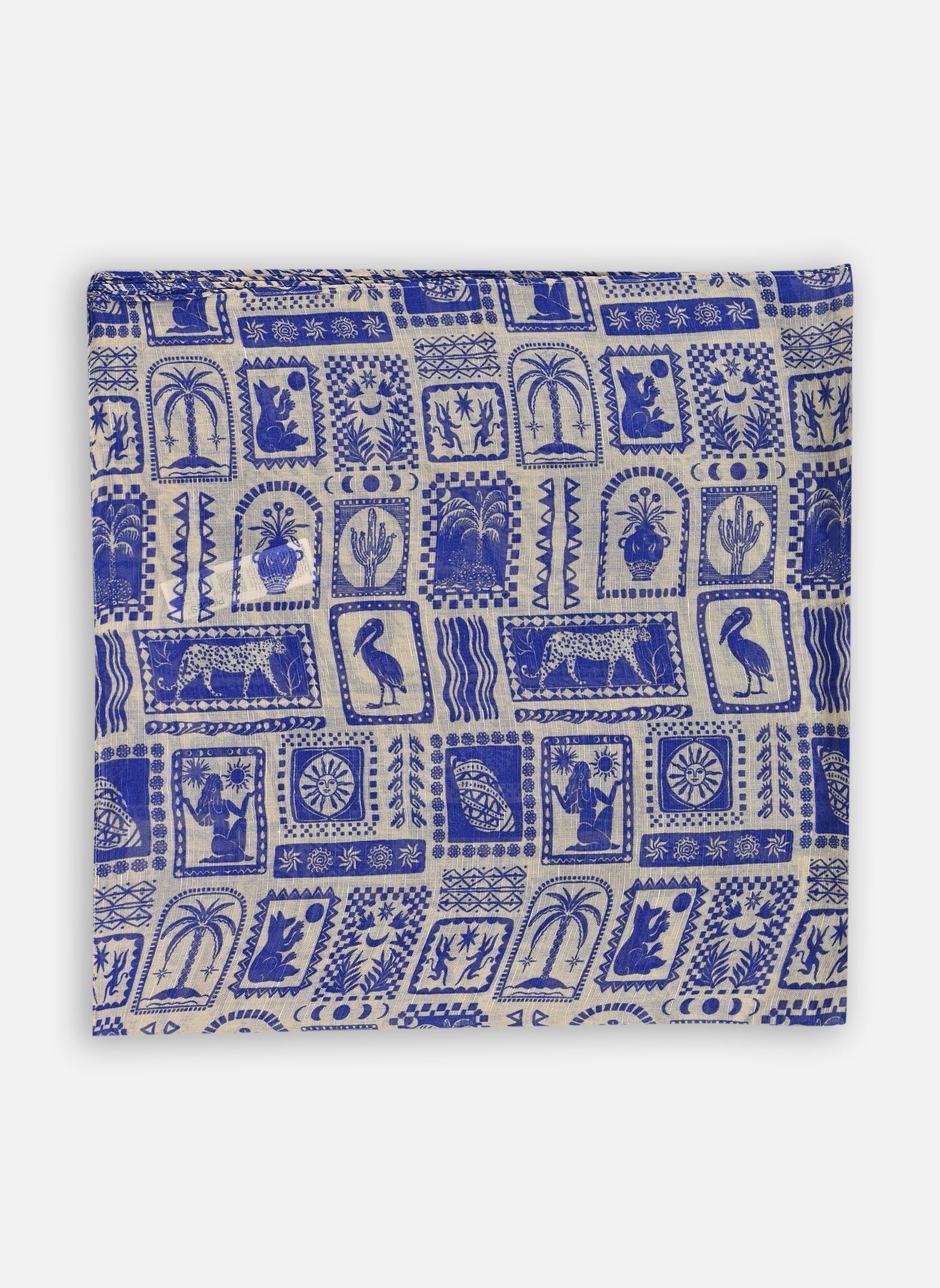 Echarpes Pcmirandi Square Scarf Fc Bc femme beige Pieces Echarpes Pcmirandi Square Scarf Fc Bc femme beige Birch AOP:Blue tile print