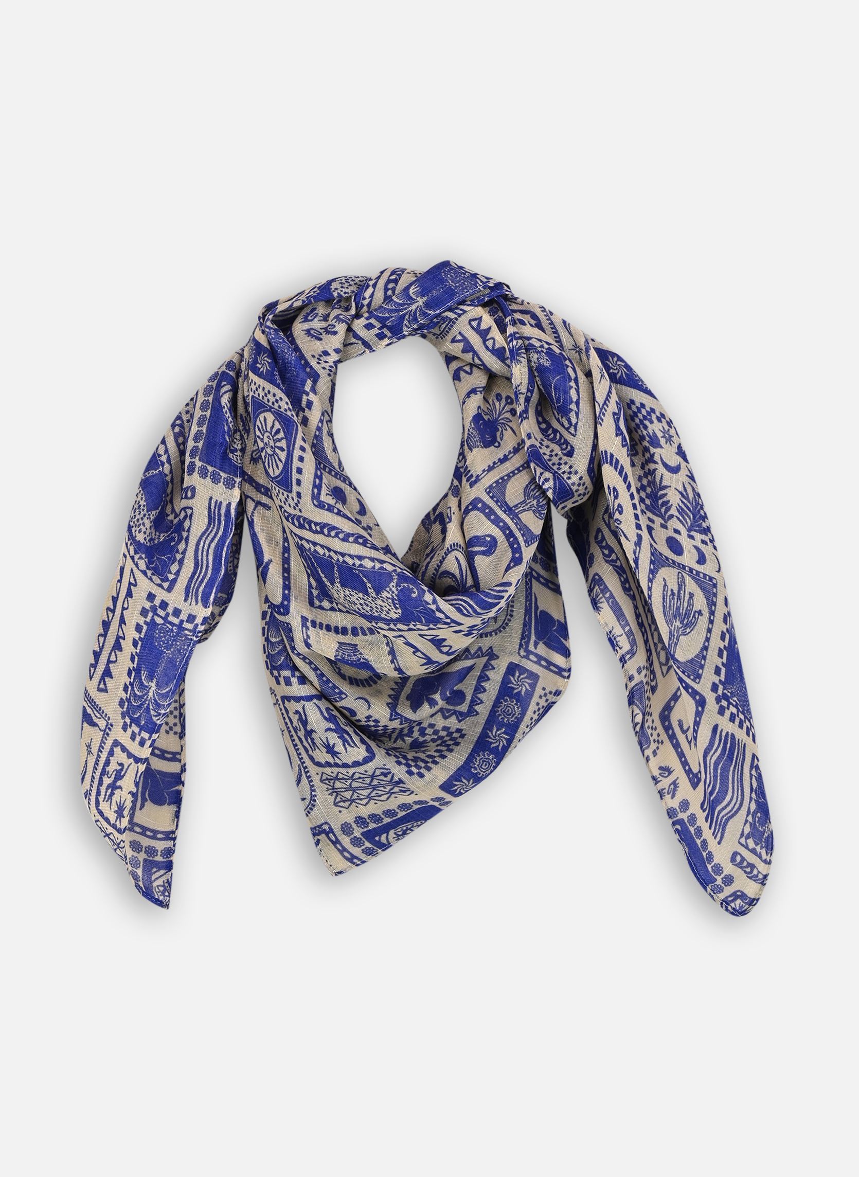Echarpes Pcmirandi Square Scarf Fc Bc femme beige Pieces Echarpes Pcmirandi Square Scarf Fc Bc femme beige Birch AOP:Blue tile print