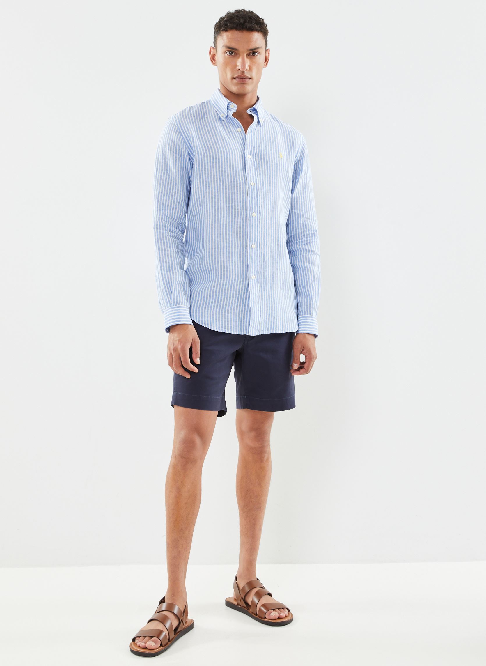 Chemises Chemise Rayée Ajustée En Lin homme multicolore Polo Ralph Lauren Chemises Chemise Rayée Ajustée En Lin homme multicolore 5137A BLUEWHITE