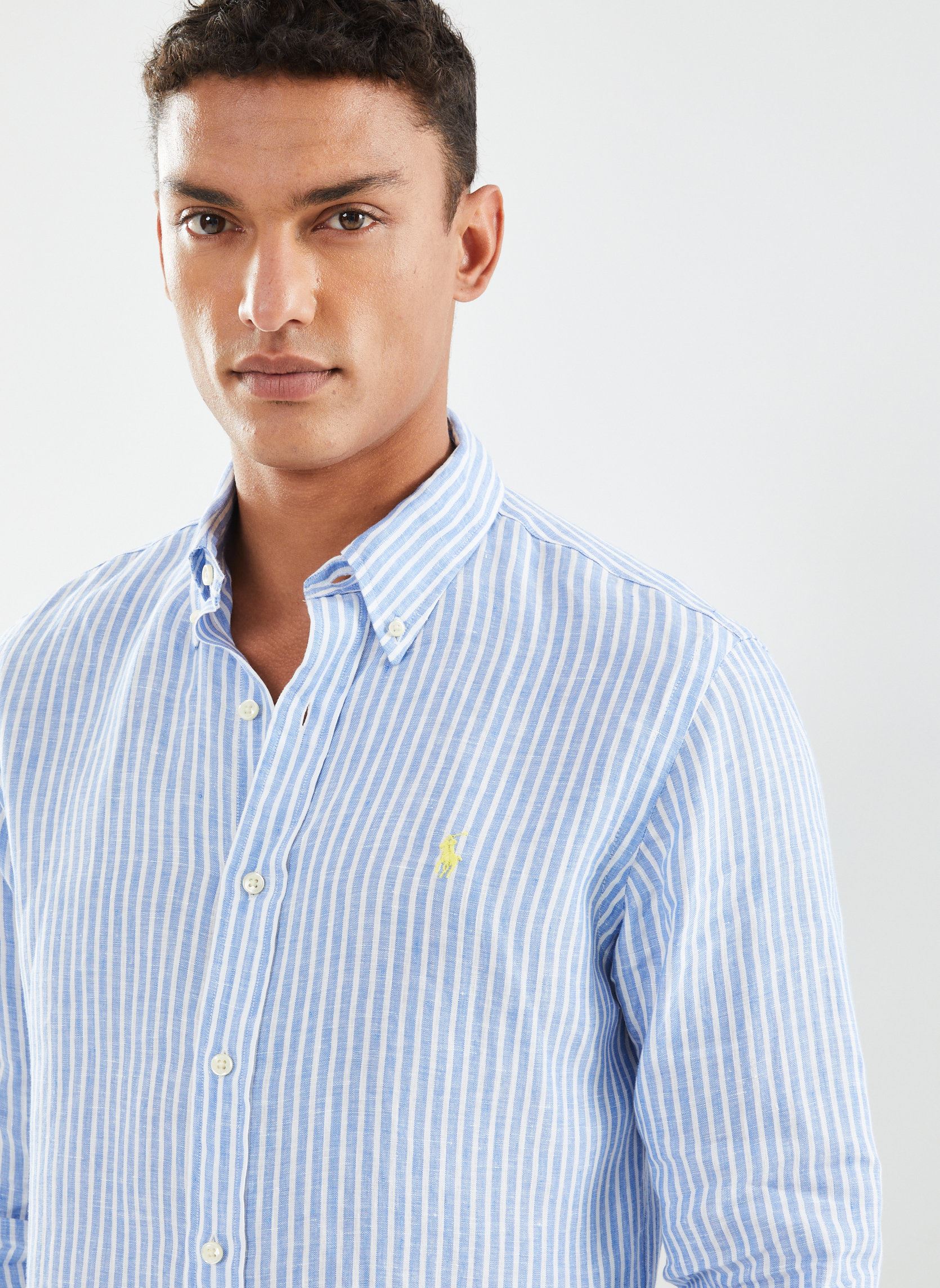 Chemises Chemise Rayée Ajustée En Lin homme multicolore Polo Ralph Lauren Chemises Chemise Rayée Ajustée En Lin homme multicolore 5137A BLUEWHITE