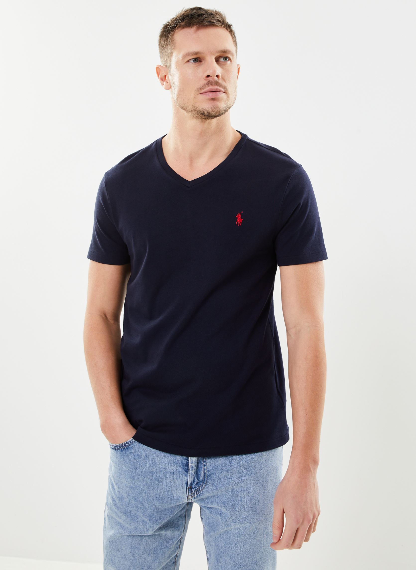 Kurzarm-T-Shirts T-Shirt Col V Ajusté En Jersey 710671453 herren blau Polo Ralph Lauren Kurzarm-T-Shirts T-Shirt Col V Ajusté En Jersey 710671453 herren blau INK