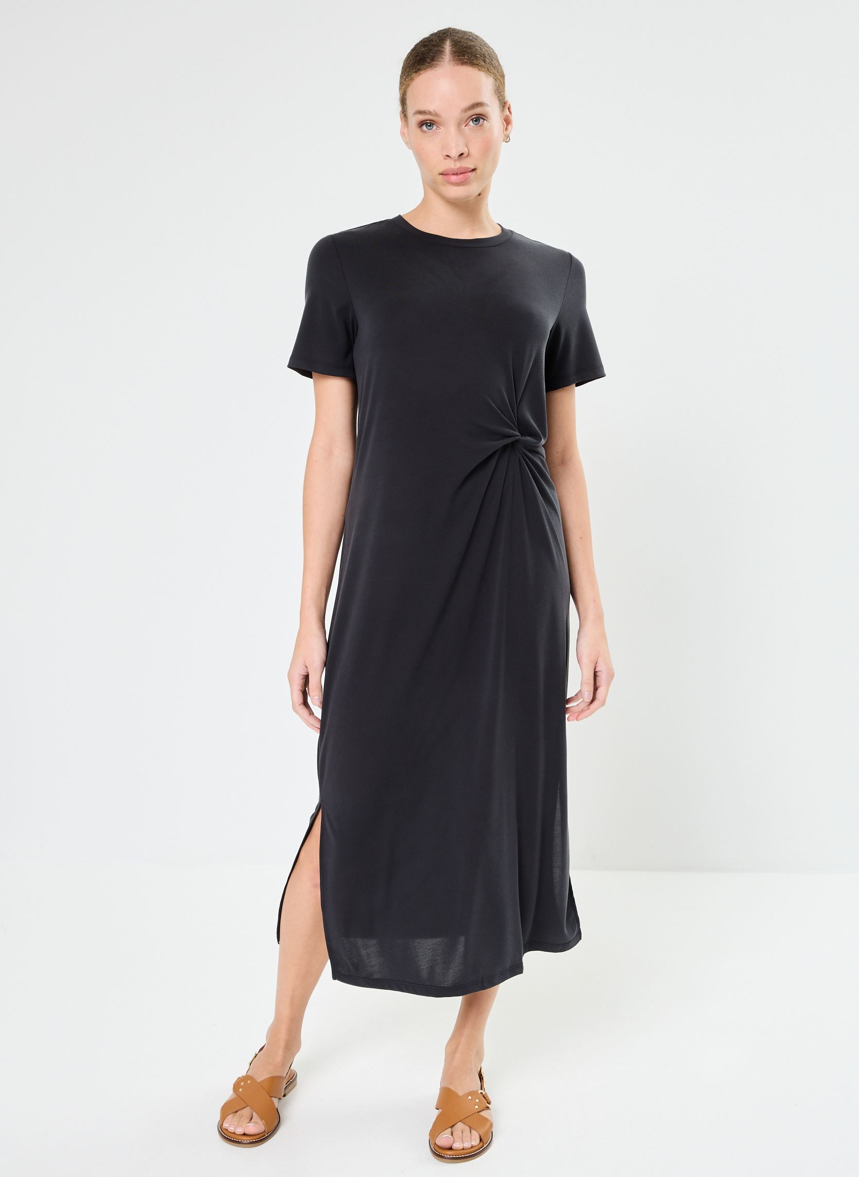 Robes longues Pcanora Ss O-Neck Midi Knot Dress Bc femme noir Pieces Robes longues Pcanora Ss O-Neck Midi Knot Dress Bc femme noir BLACK