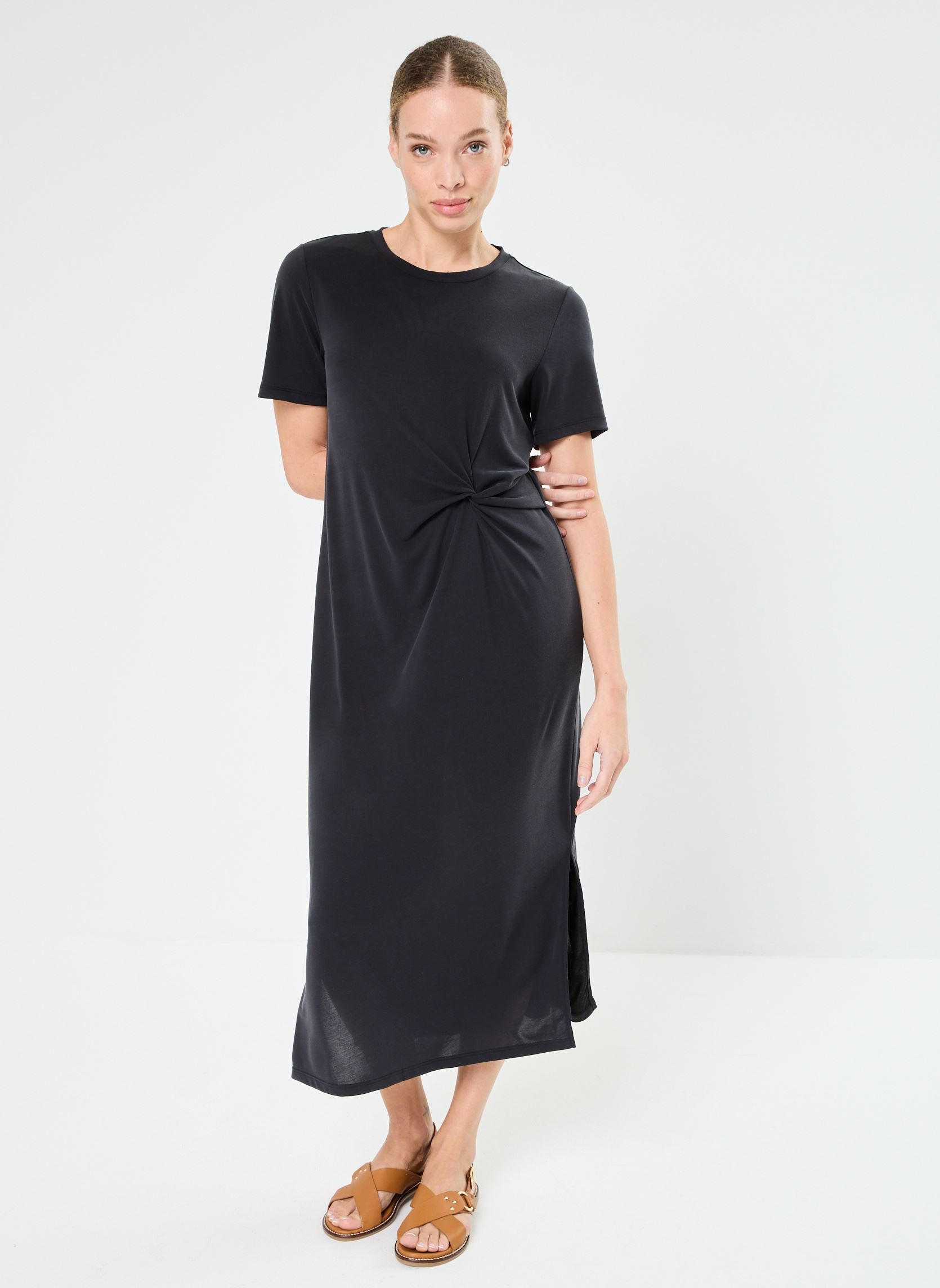 Robes longues Pcanora Ss O-Neck Midi Knot Dress Bc femme noir Pieces Robes longues Pcanora Ss O-Neck Midi Knot Dress Bc femme noir BLACK
