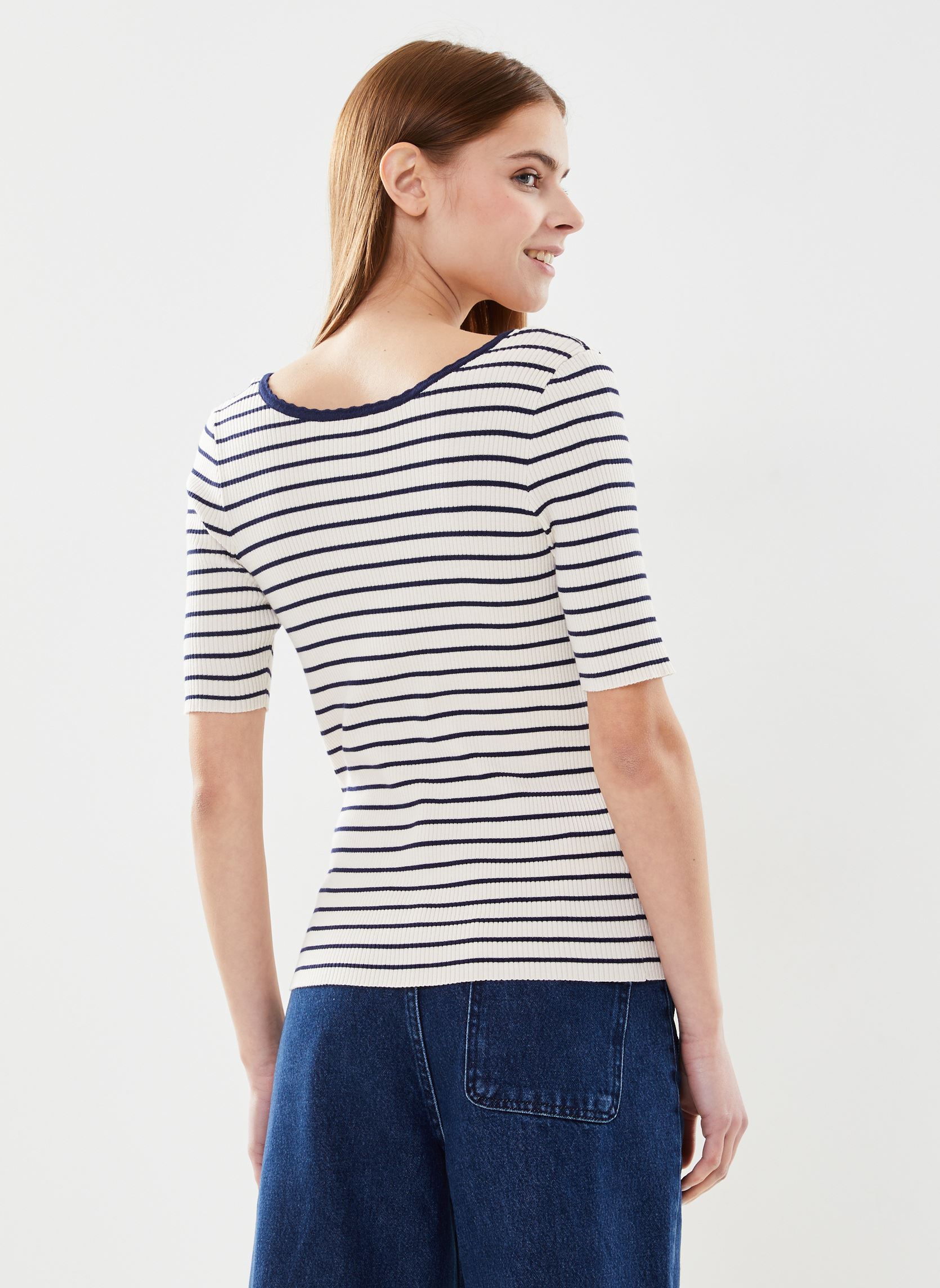 Pulls Madame_12380 femme blanc Grace & Mila Pulls Madame_12380 femme blanc Rayure