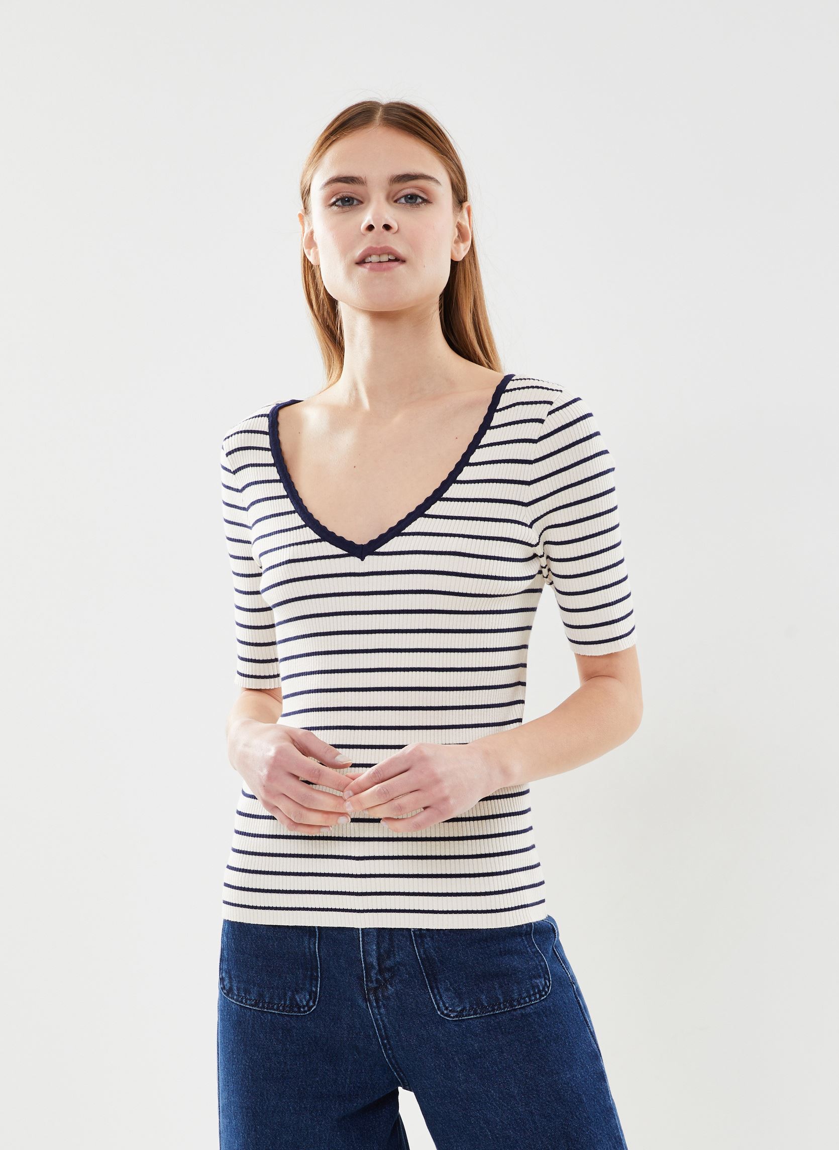 Pulls Madame_12380 femme blanc Grace & Mila Pulls Madame_12380 femme blanc Rayure