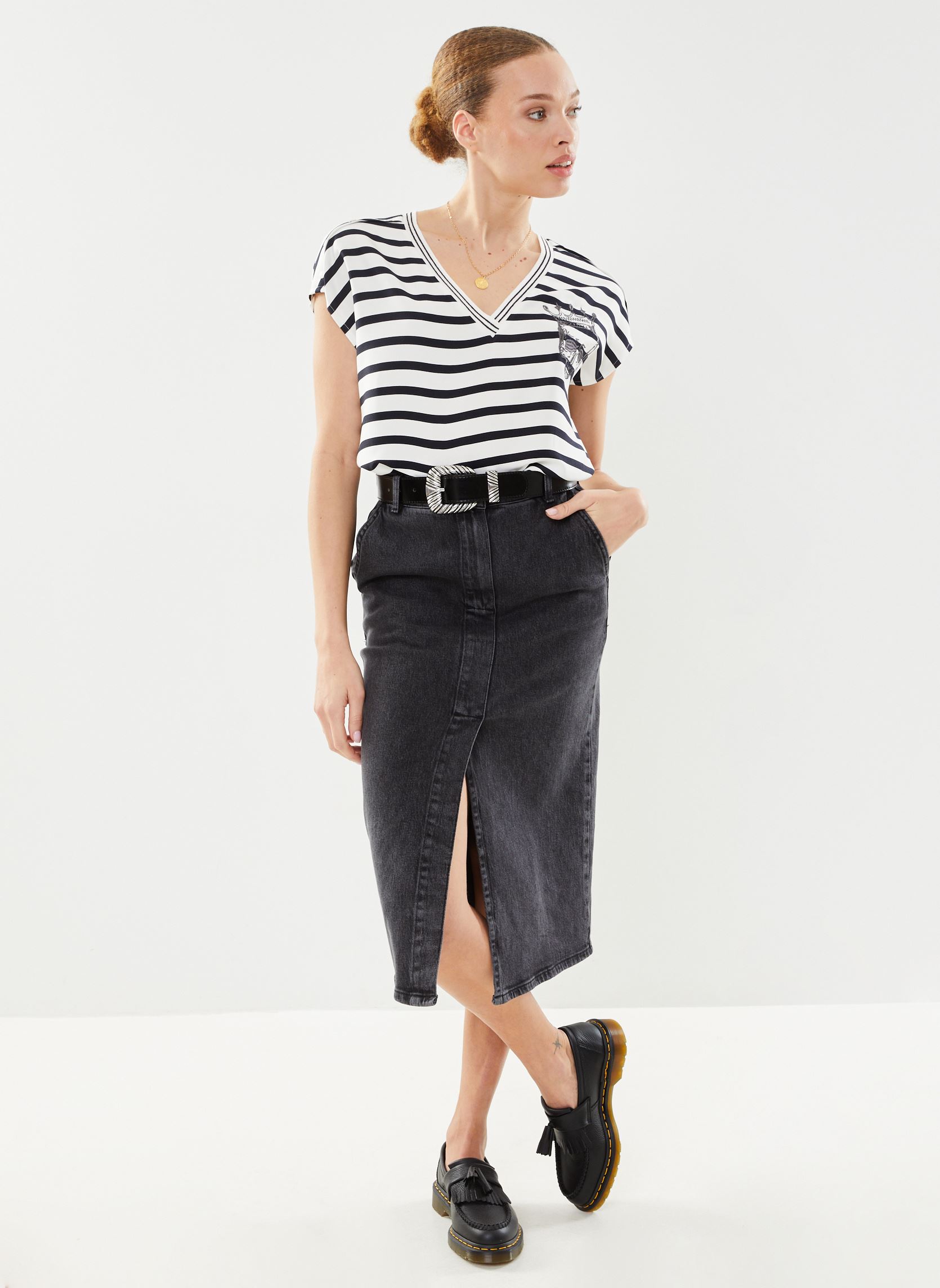 Débardeurs Top SM V Raye BY11055 femme multicolore IKKS Women Débardeurs Top SM V Raye BY11055 femme multicolore 12-IVOIRE