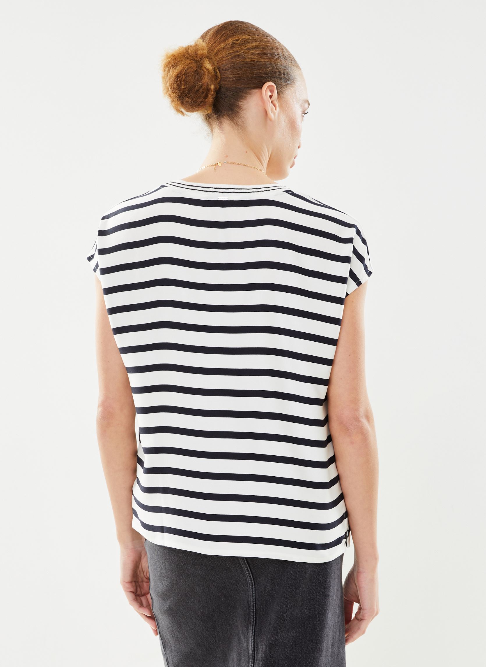 Débardeurs Top SM V Raye BY11055 femme multicolore IKKS Women Débardeurs Top SM V Raye BY11055 femme multicolore 12-IVOIRE