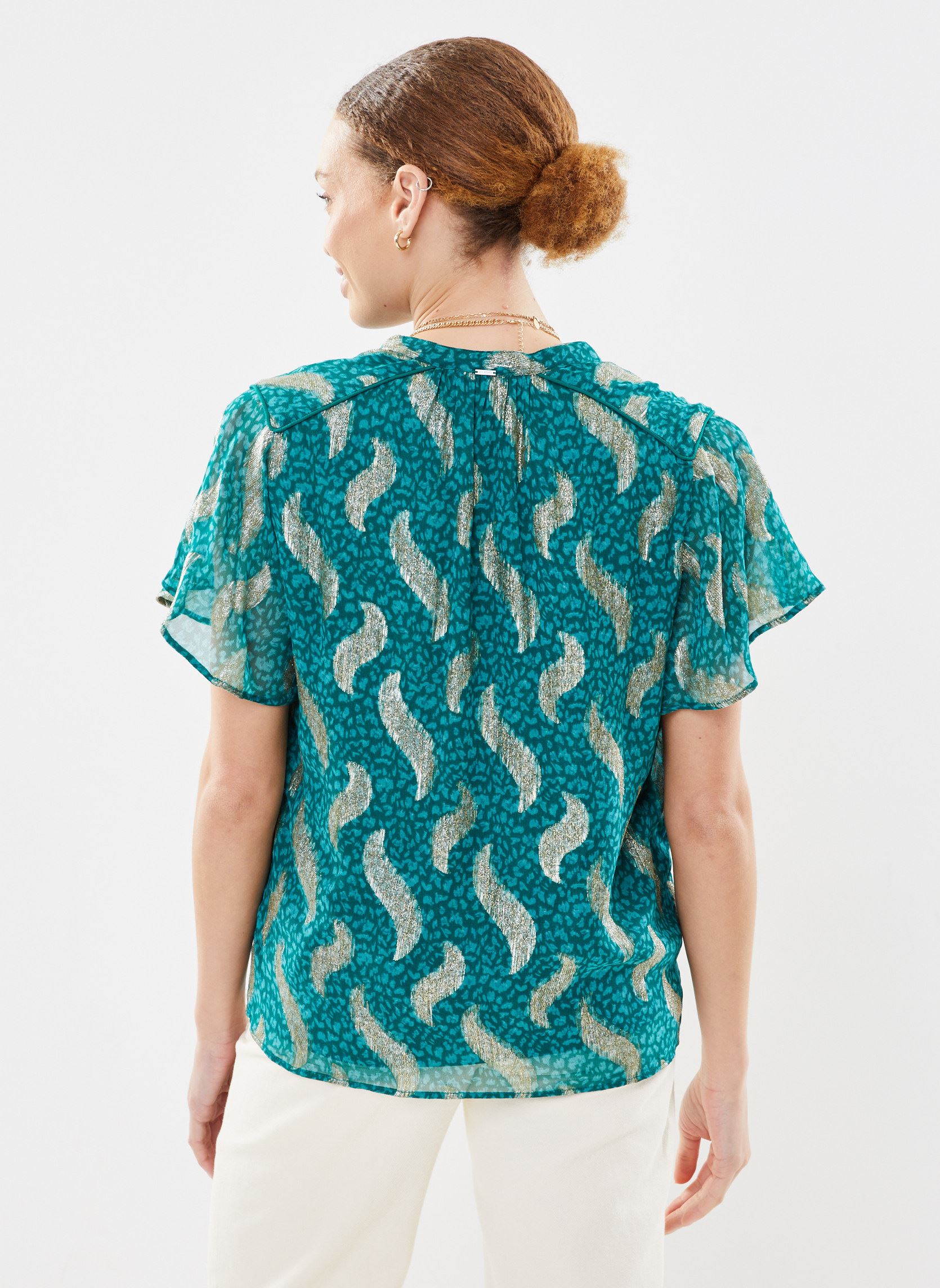 Tee-shirts manches courtes Top MC Imp BY11165 femme vert IKKS Women Tee-shirts manches courtes Top MC Imp BY11165 femme vert 53-MENTHE