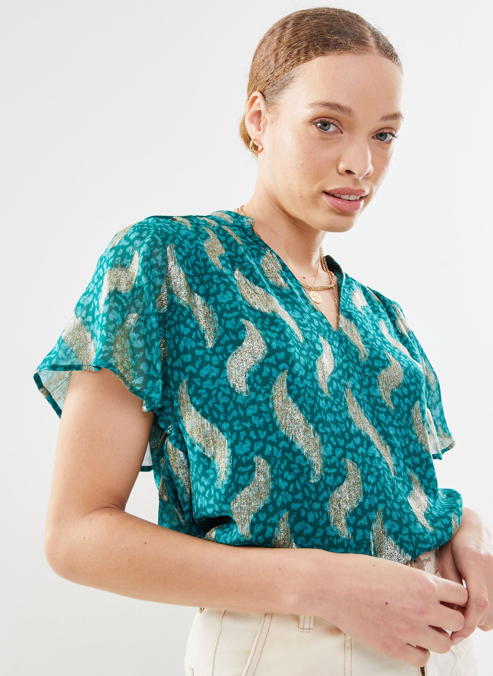 Vêtements IKKS Women Top MC Imp BY11165 pour Accessoires