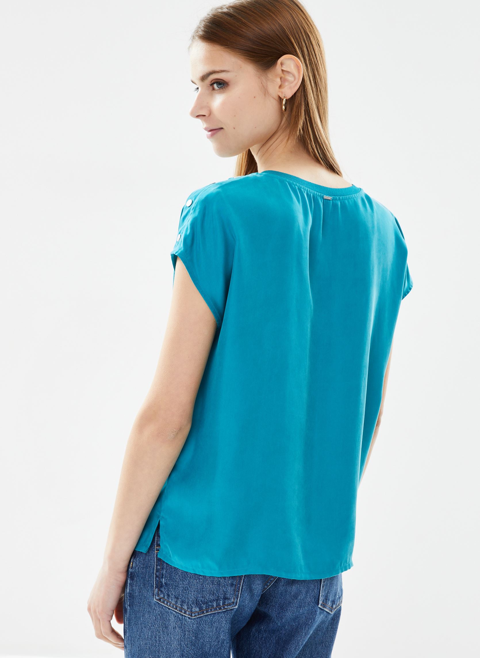 Tee-shirts manches courtes Top SM V BY11365 femme bleu IKKS Women Tee-shirts manches courtes Top SM V BY11365 femme bleu 53-MENTHE