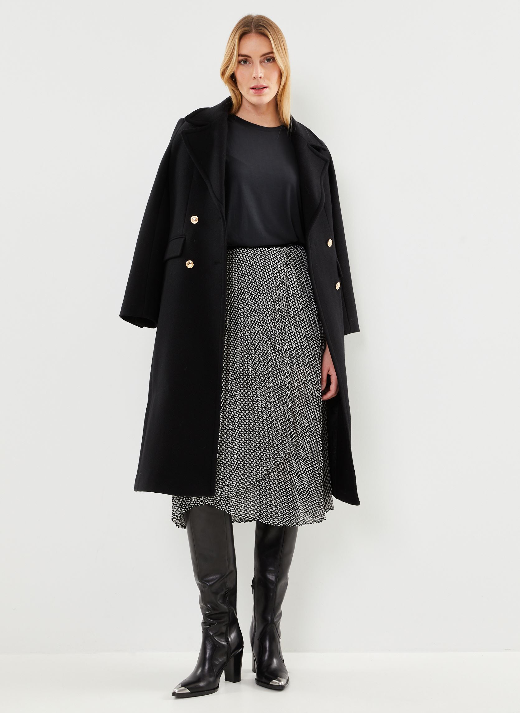 Jupes mi-longues Jup Plis Imp BY27005 femme noir IKKS Women Jupes mi-longues Jup Plis Imp BY27005 femme noir 02-NOIR