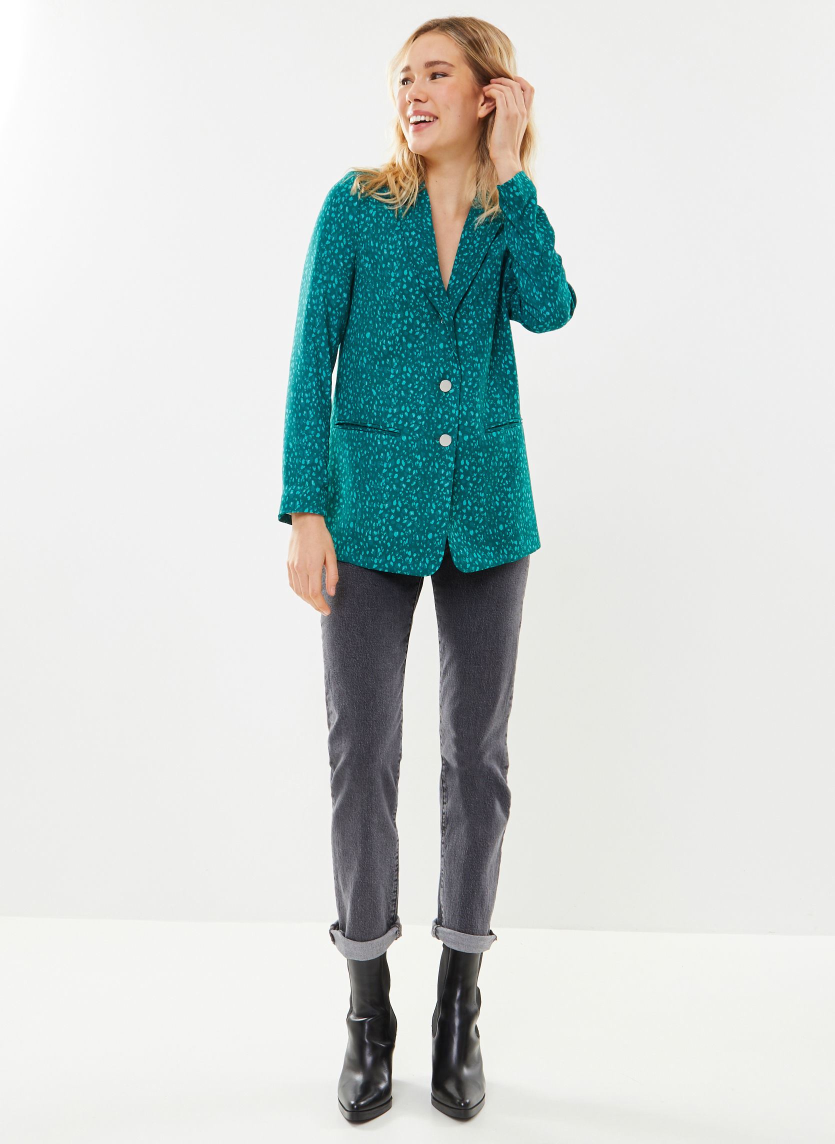 Vestes de blazer Ves Ta ML Imp BY40145 femme vert IKKS Women Vestes de blazer Ves Ta ML Imp BY40145 femme vert 53-MENTHE