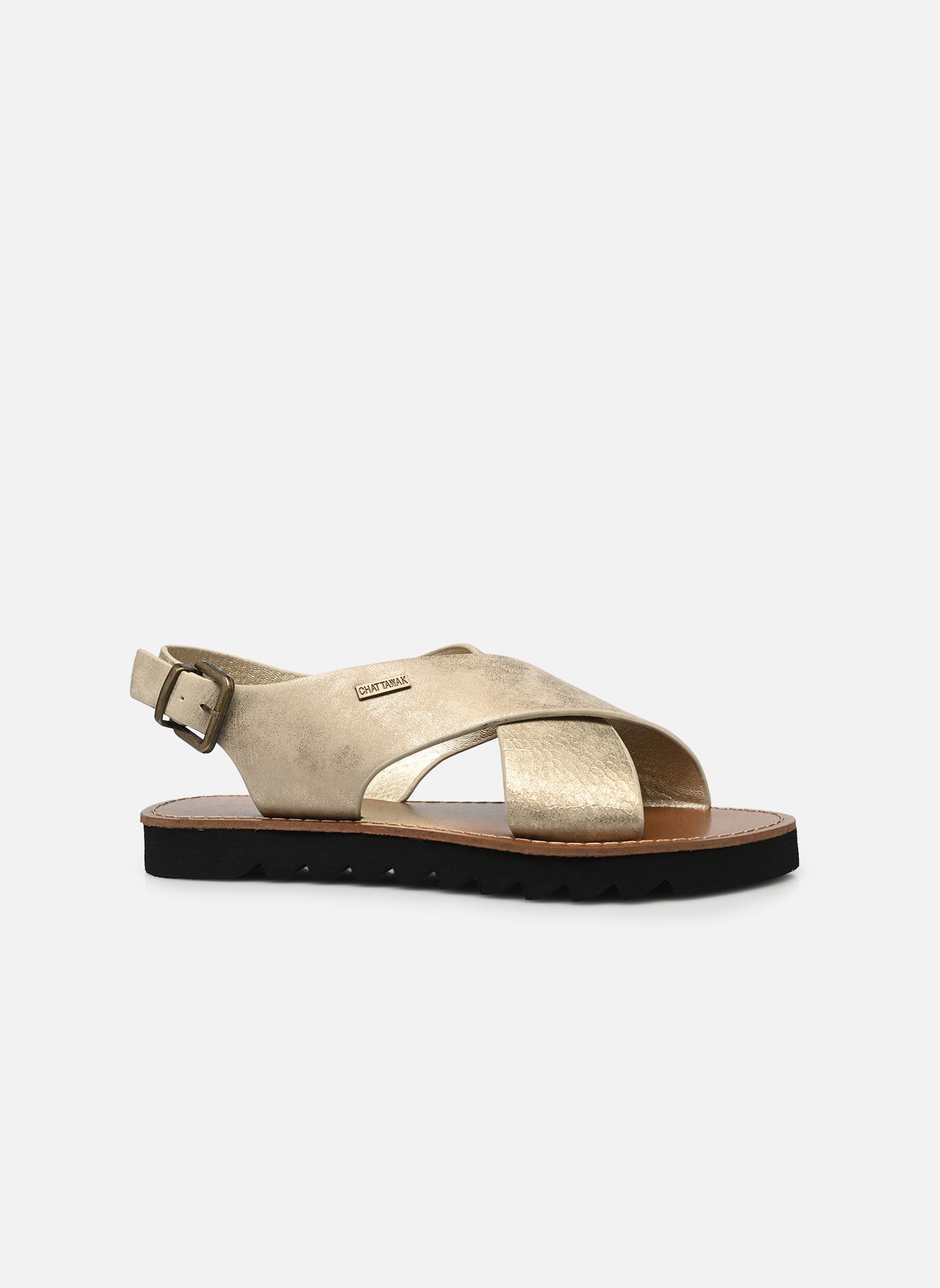 Sandalen met sleehak en plateau Taram dames goud en brons Chattawak Sandalen met sleehak en plateau Taram dames goud en brons OR