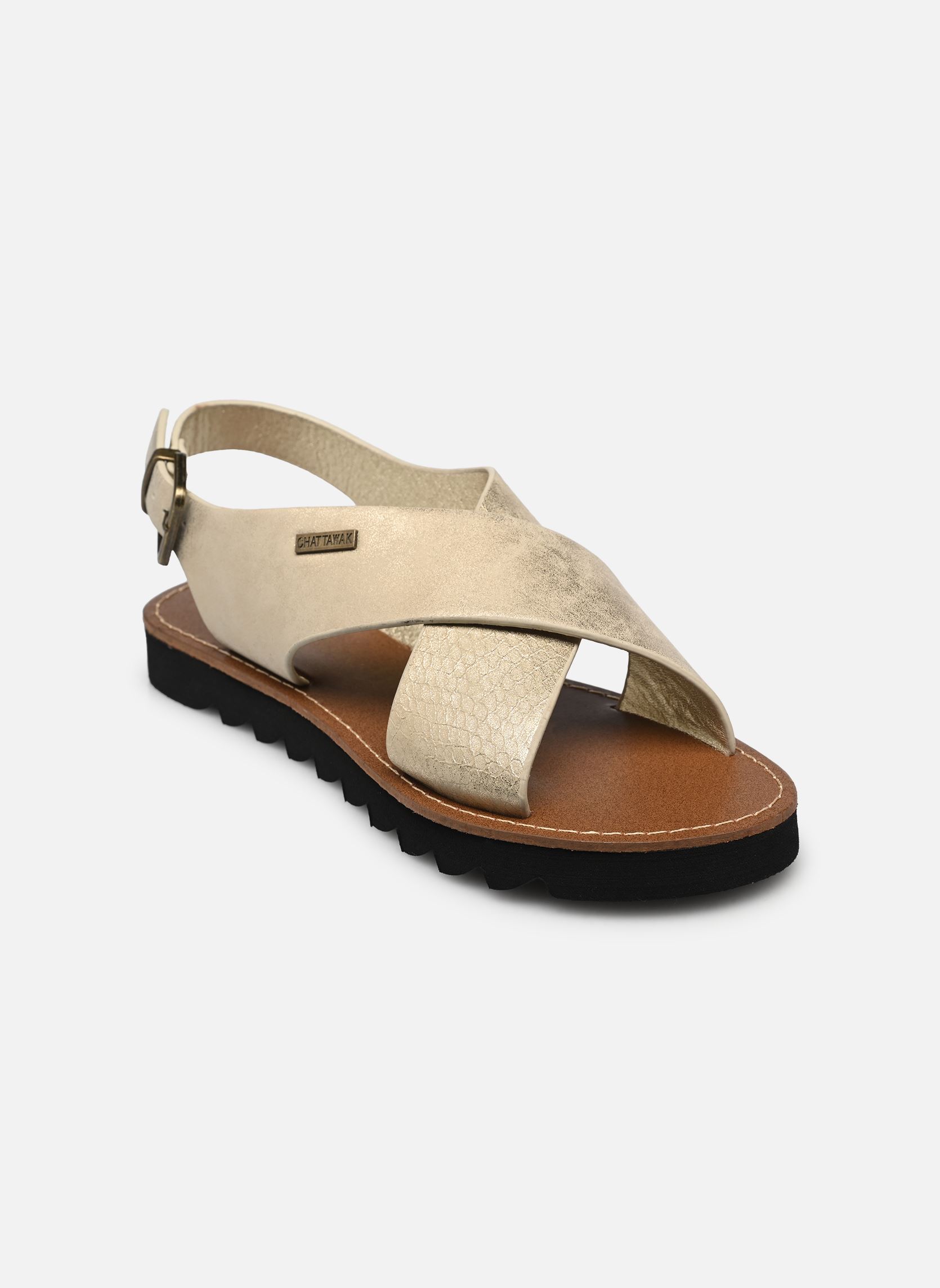 Sandalen met sleehak en plateau Taram dames goud en brons Chattawak Sandalen met sleehak en plateau Taram dames goud en brons OR