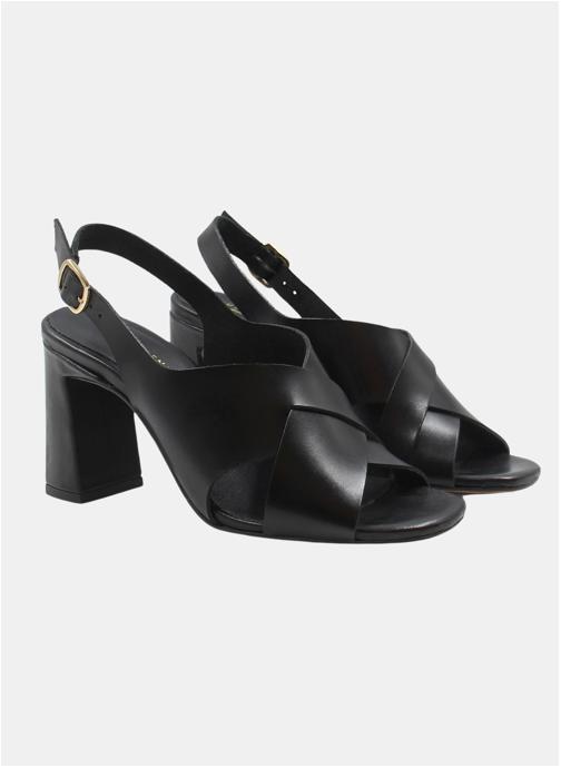 JULES & JENN Sandales Sandales graphique cuir tannage végétal marron femme noir