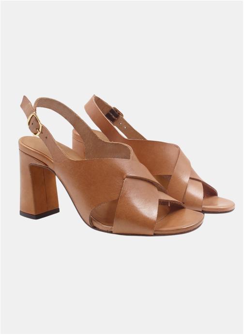 JULES & JENN Sandales Sandales graphique cuir tannage végétal marron femme marron