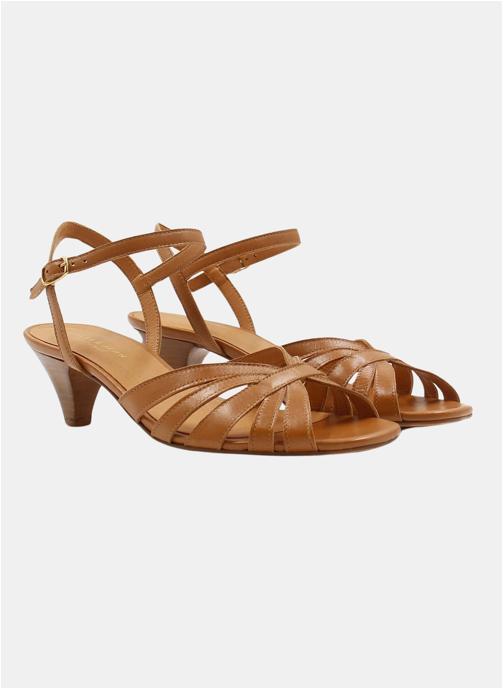 JULES & JENN Sandales Sandales moyen talon brides cuir lisse marron femme marron
