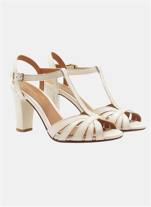 JULES & JENN Sandales Sandales talon brides cuir lisse vert femme beige