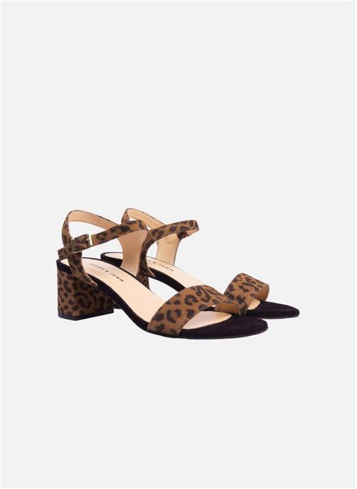 JULES & JENN Sandales Sandales moyen talon cuir daim marron femme multicolore